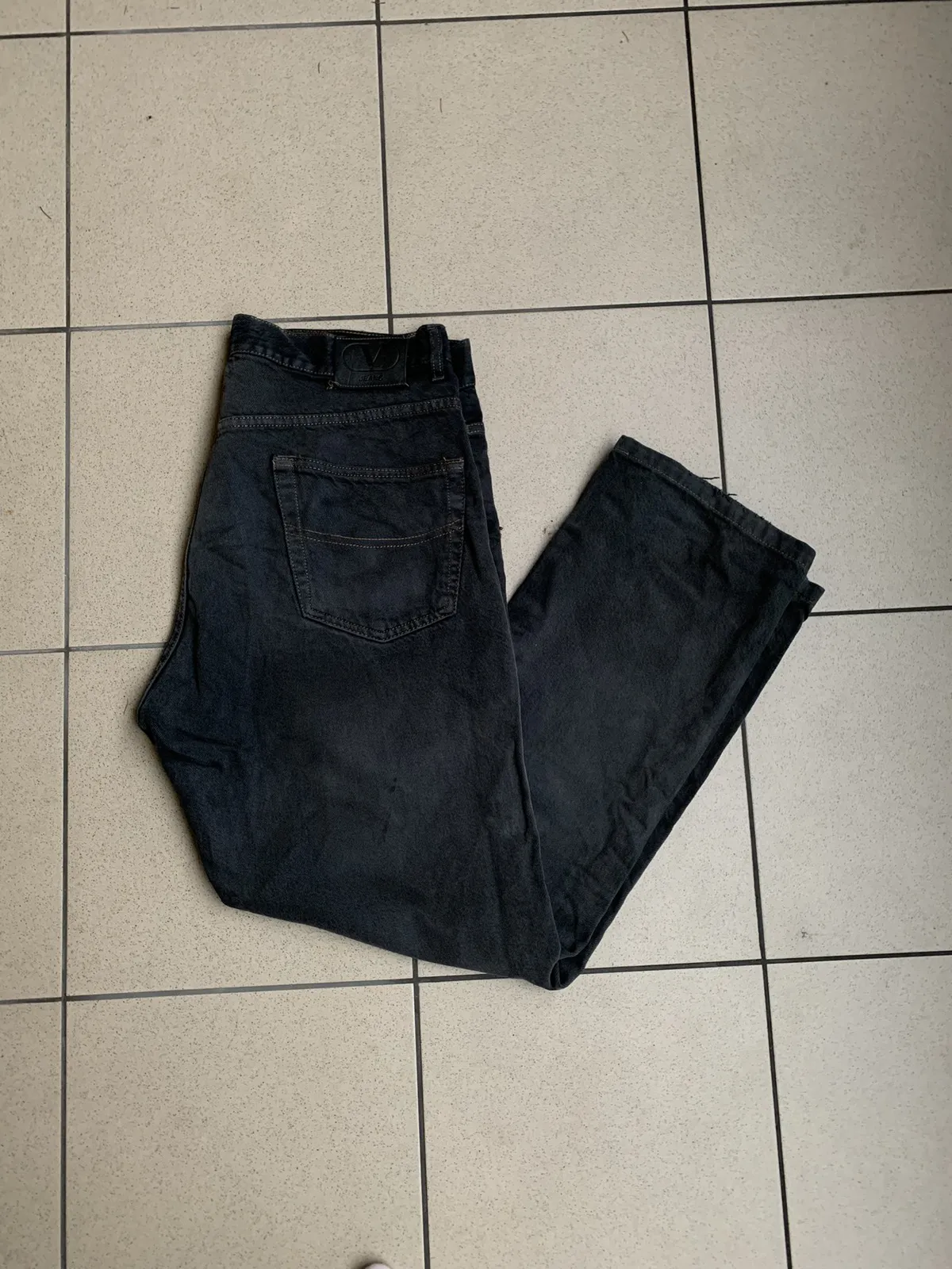 Vintage Valentino Jeans Black Washed Distressed Denim Pants