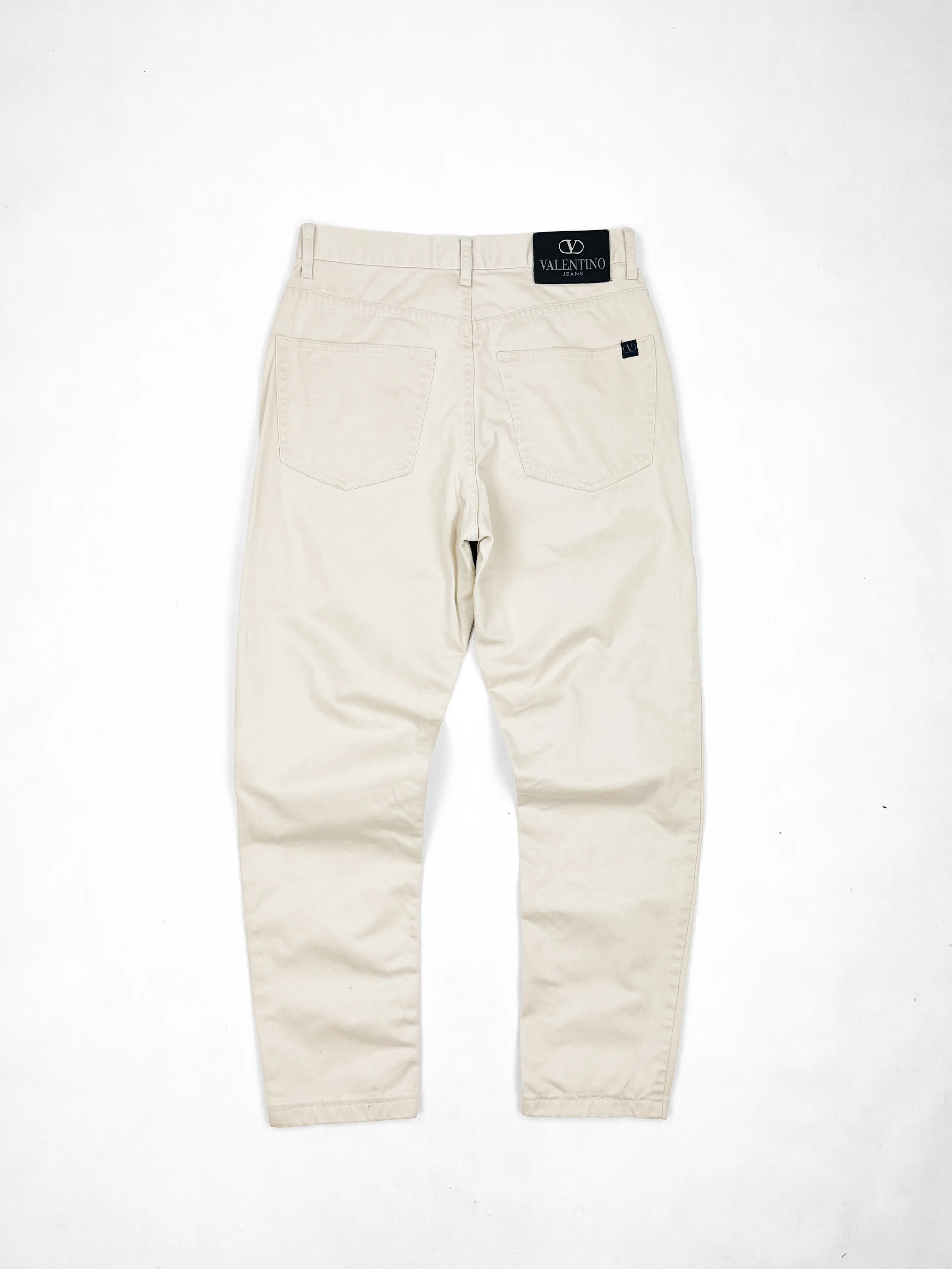 Valentino beige jeans pants big logo S