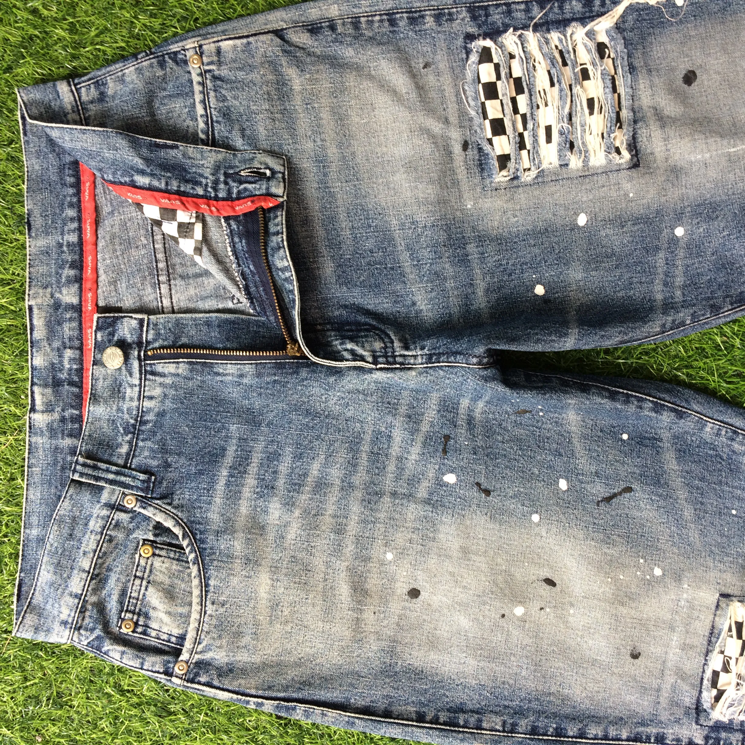 Vans Distressed Denim Checkered Patchwork Paint #DVC-186
