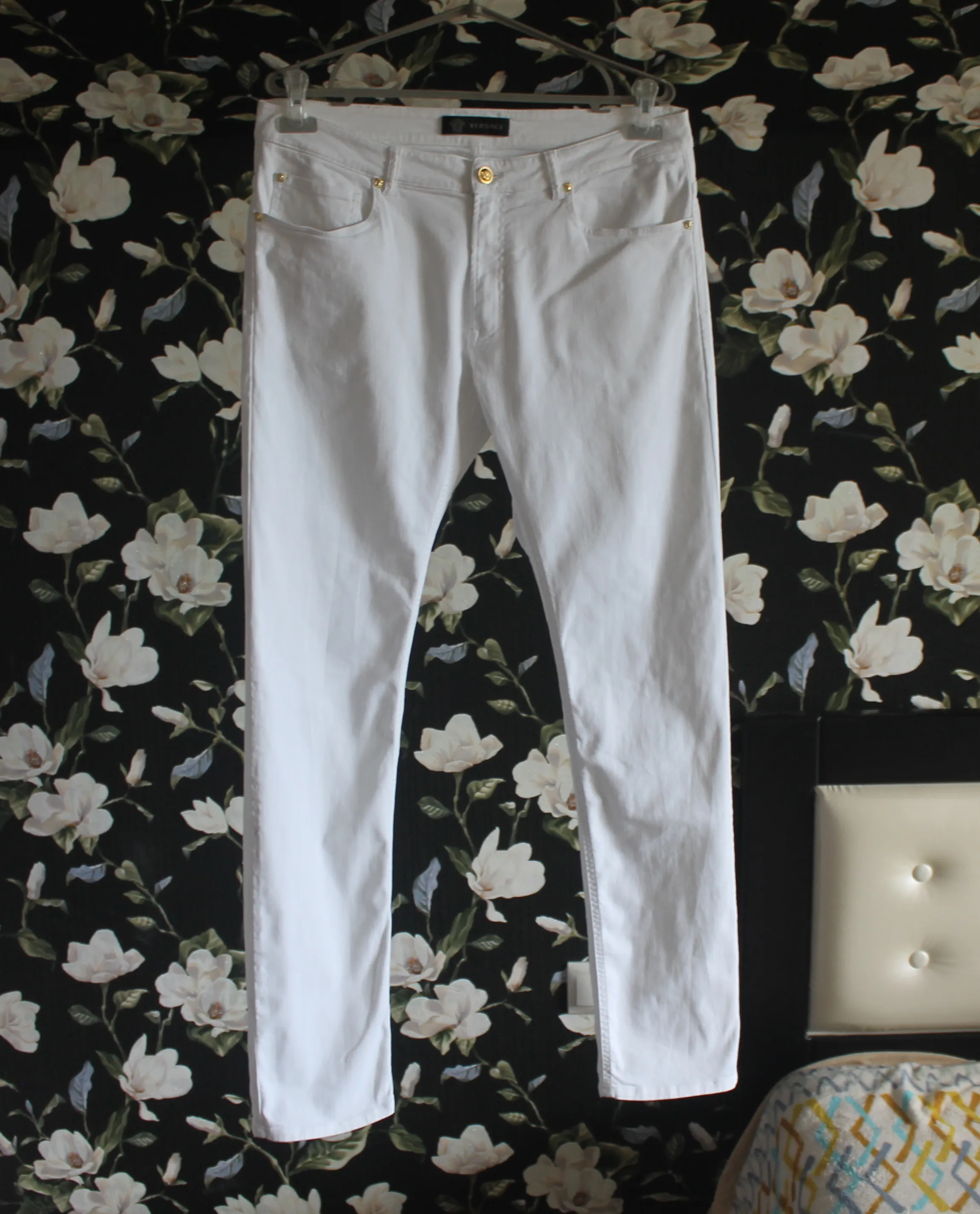 Gianni Versace Medusa White Denim Pants