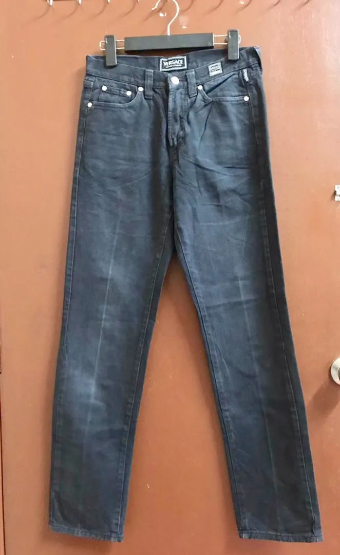 Vintage Versace Jeans Couture Brand Super Black Plaid Design