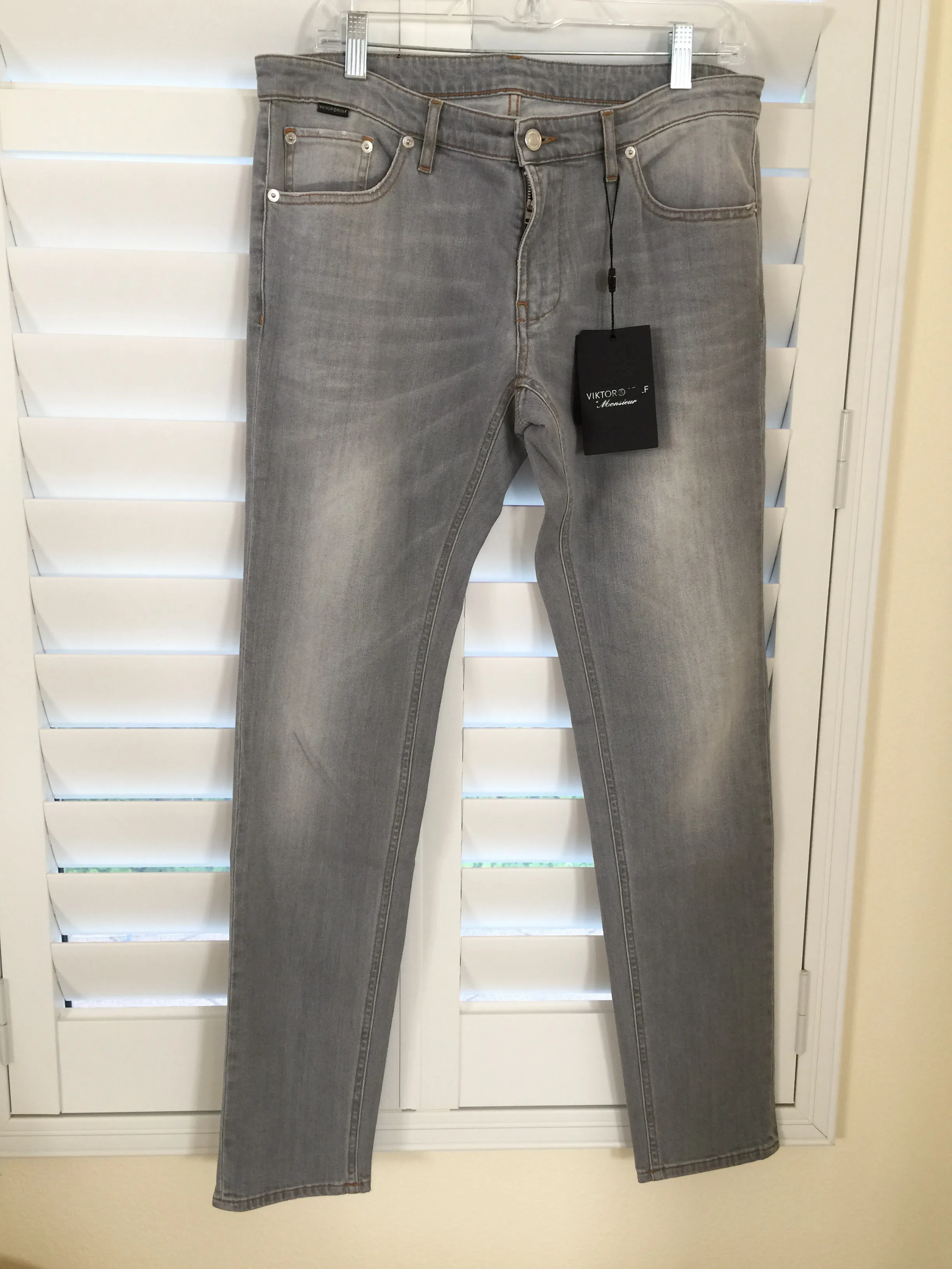 Brand New VICTOR & ROLF Jean Pants 5 pockets Monsieur MADE IN ITALY GREY $495
