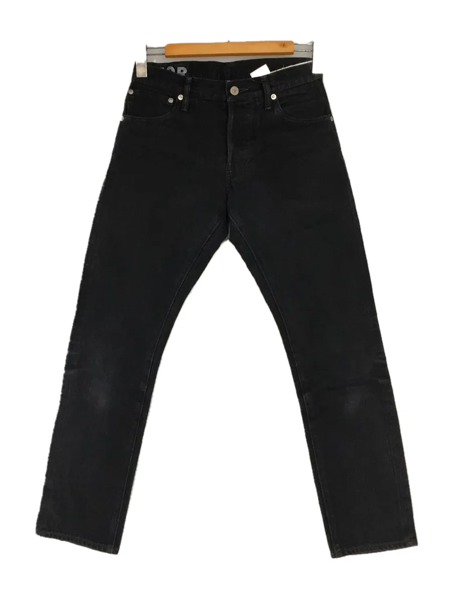 Denim black Plain button fly straight pants