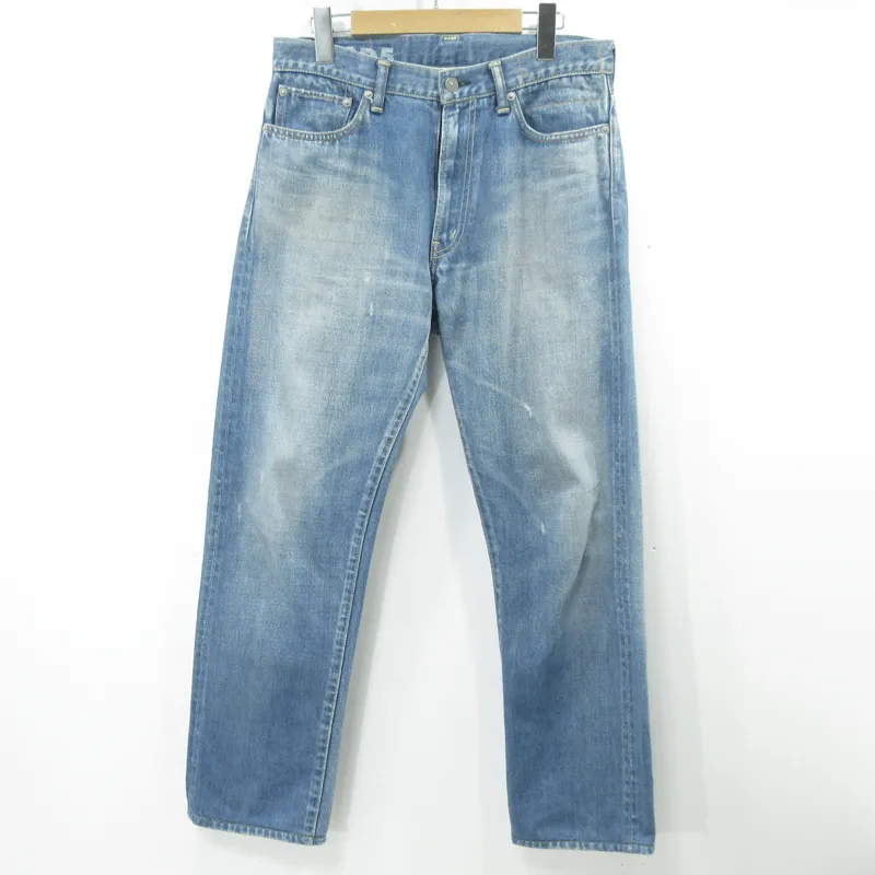Denim Blue Plain Zip Fly Long Pants