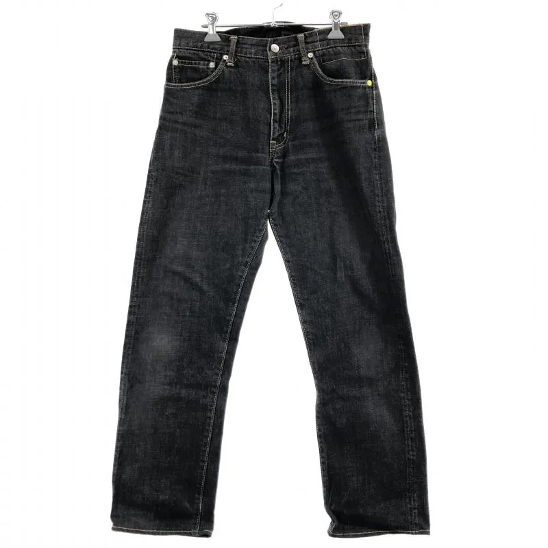 Denim Black Jean Plain Long Pants Cotton