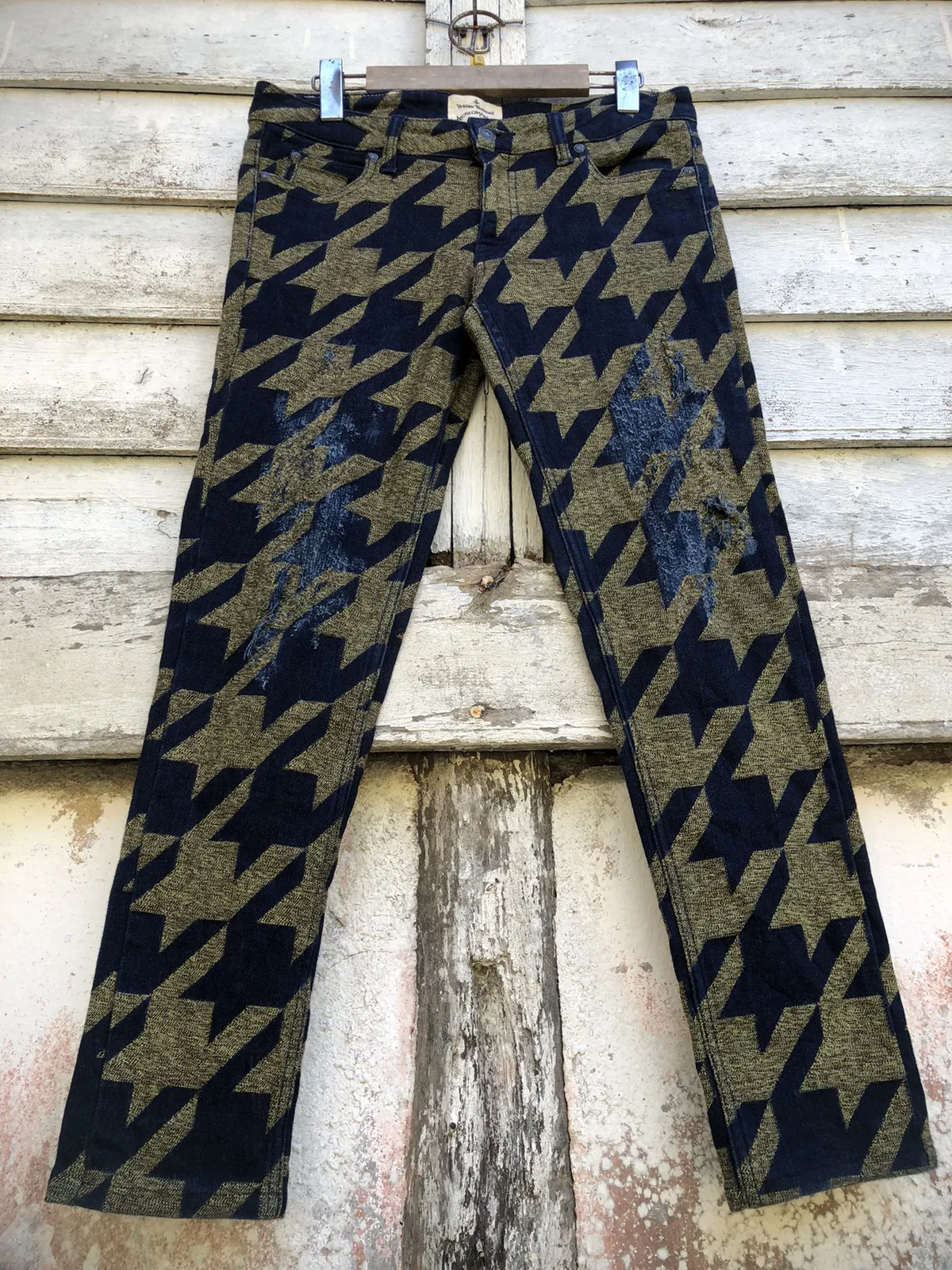 Rare Vivienne Westwood Vector Houndstooth Distressed Pant