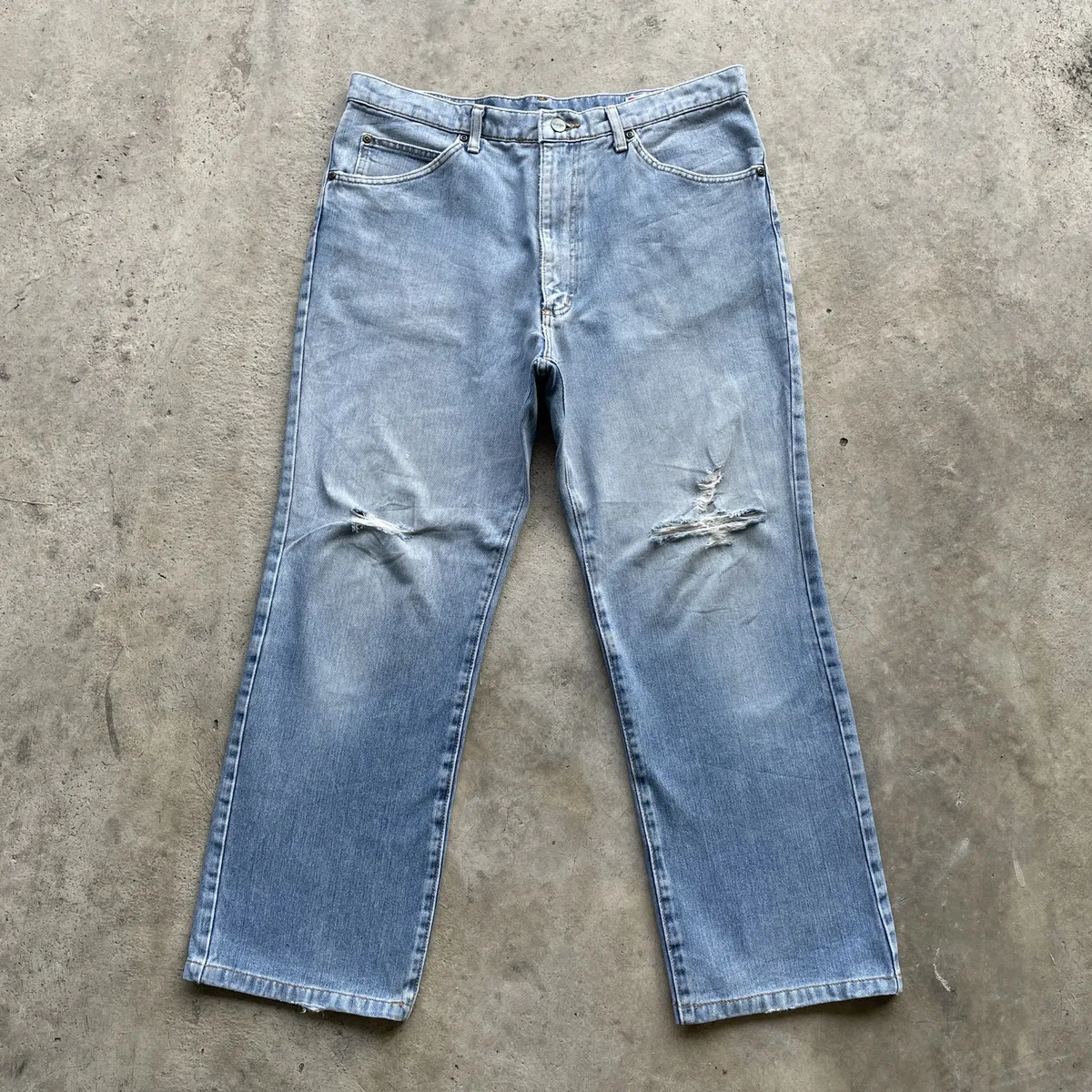 Vintage Wrangler Faded Denim Jeans Pants Distressed W33