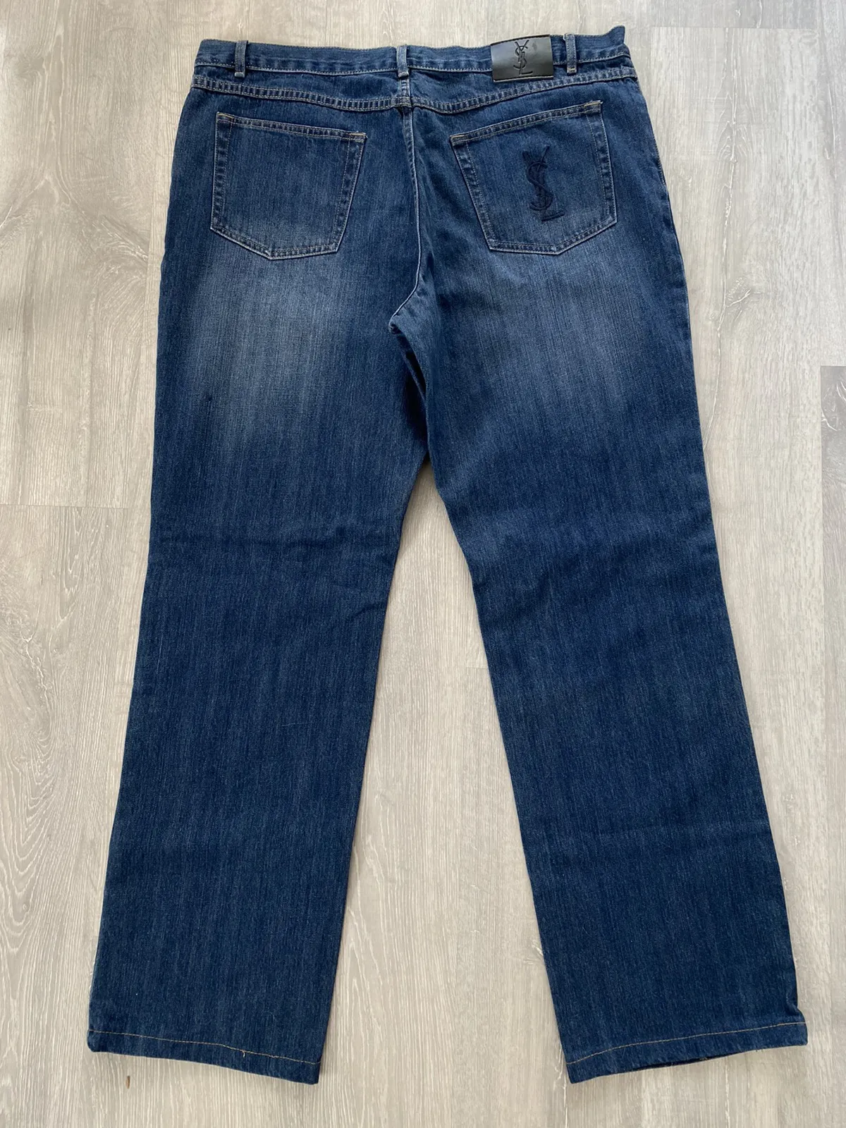 90s Yves Saint Laurent vintage blue jeans pants YSL big logo