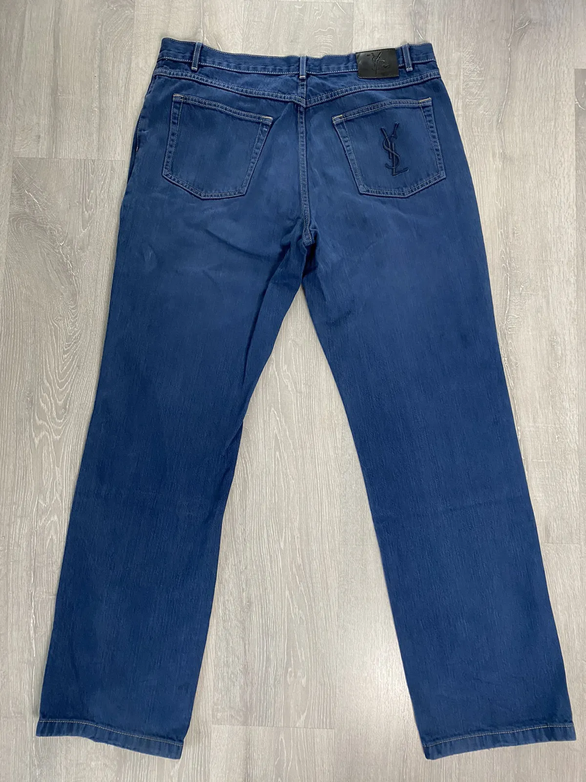 90s Yves Saint Laurent vintage blue jeans pants YSL big logo