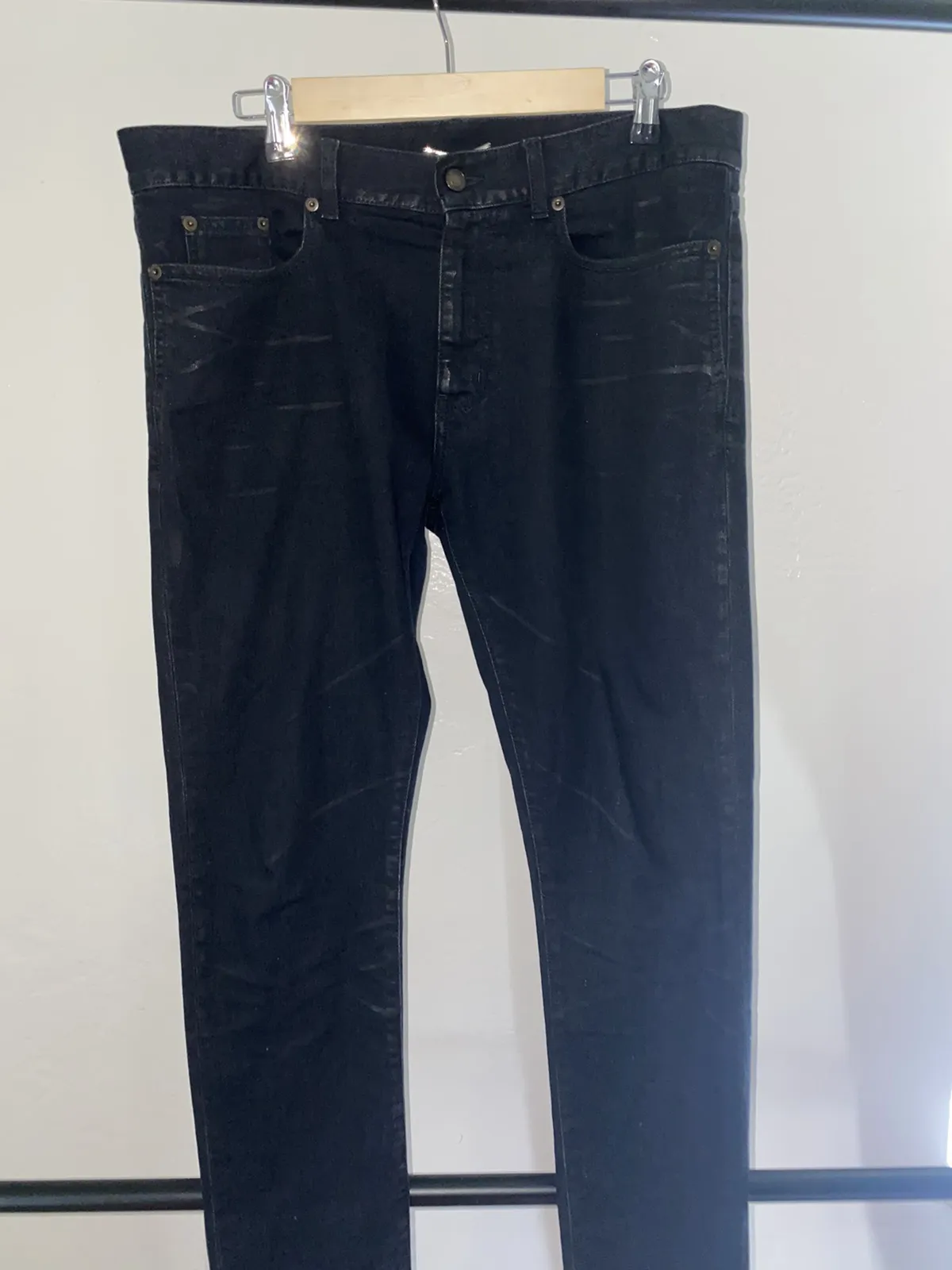Skinny-Fit Jeans In Silver-Coated Black Stretch Denim