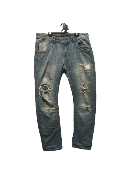 Zara Basic Denim Distressed Jeans Japanese Brand Streetwear