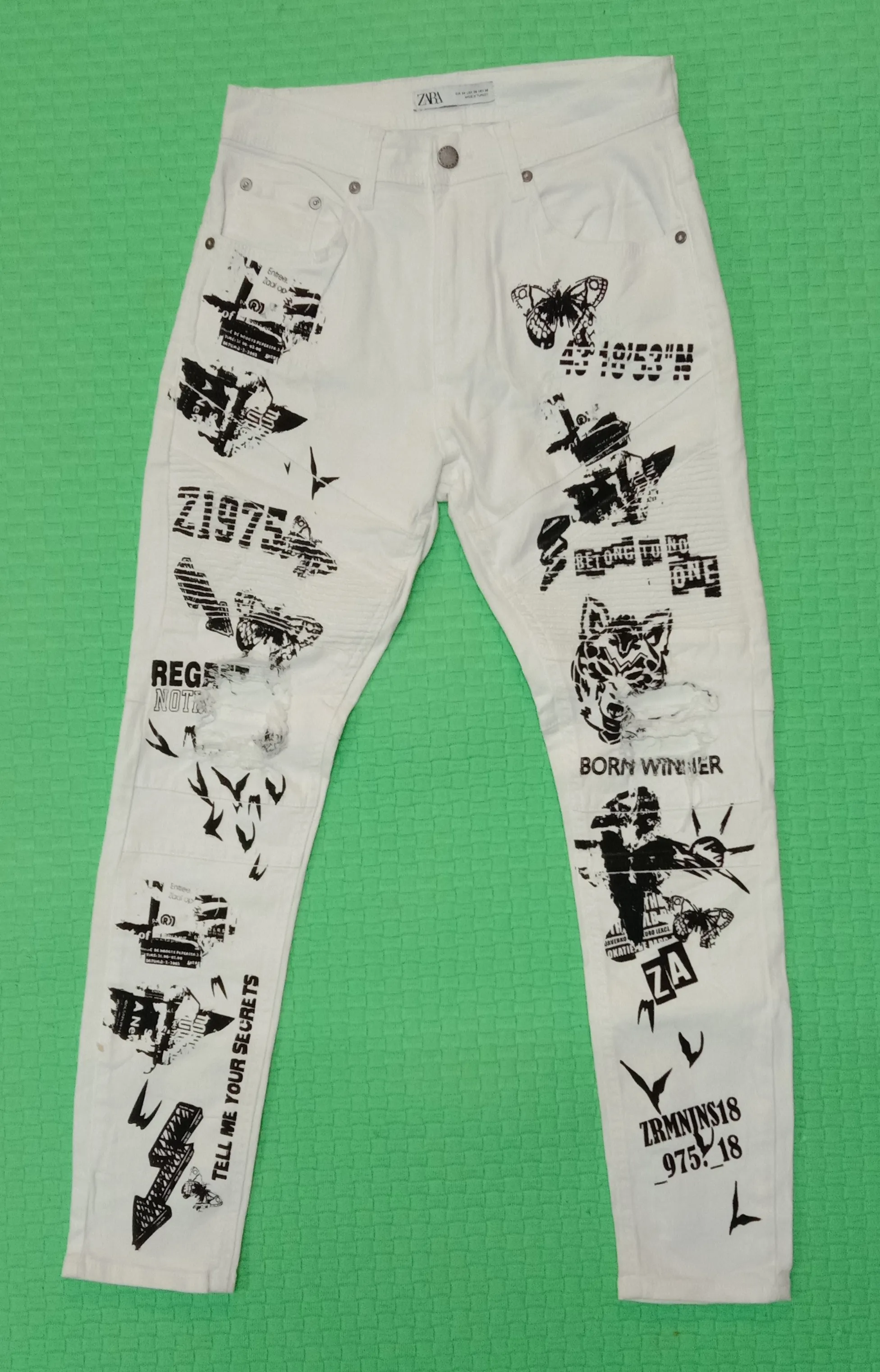 ‼️LAST DROP Zara Men distressed bikers jeans cropped skinny