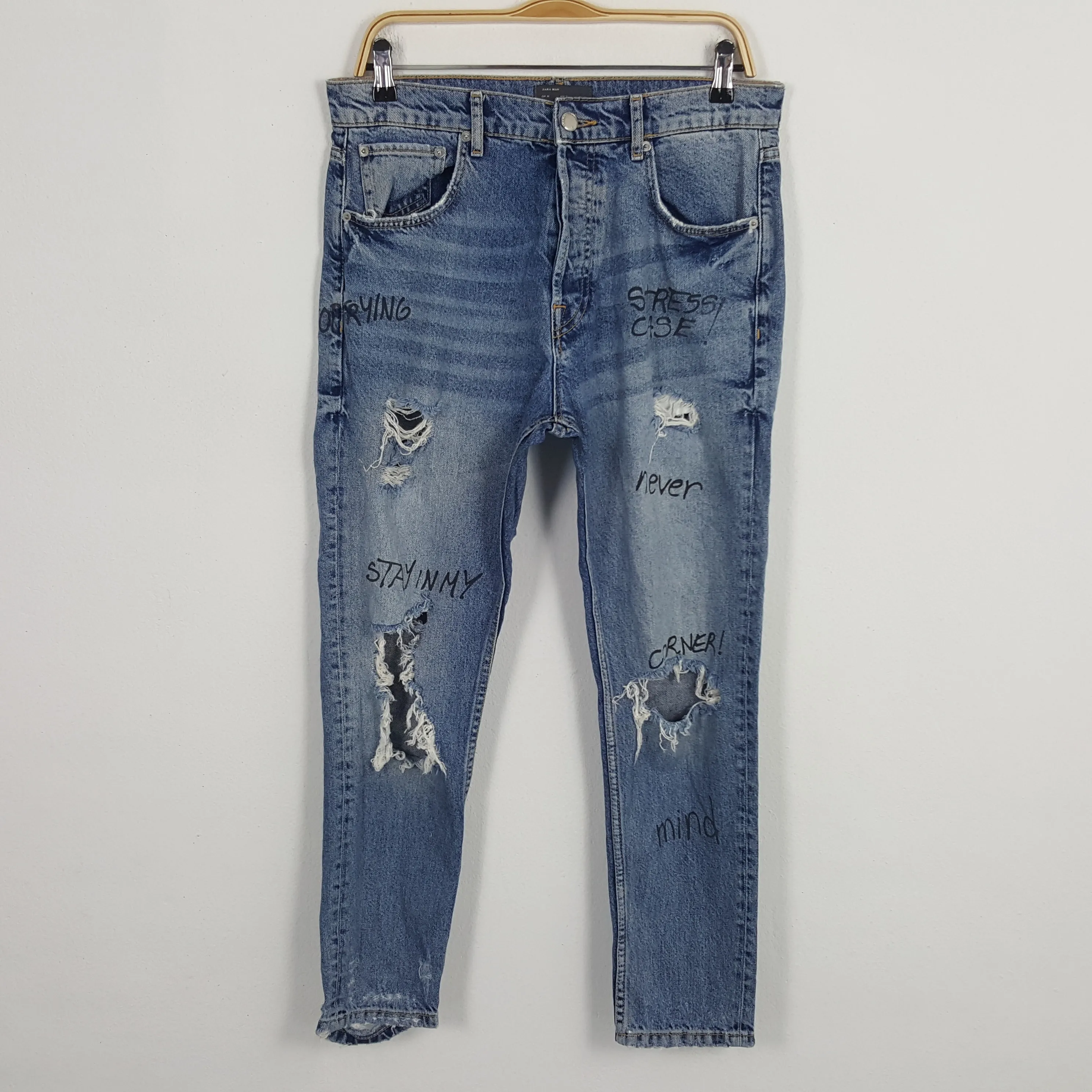 Vintage Zara Man Distressed Style Denim Jeans