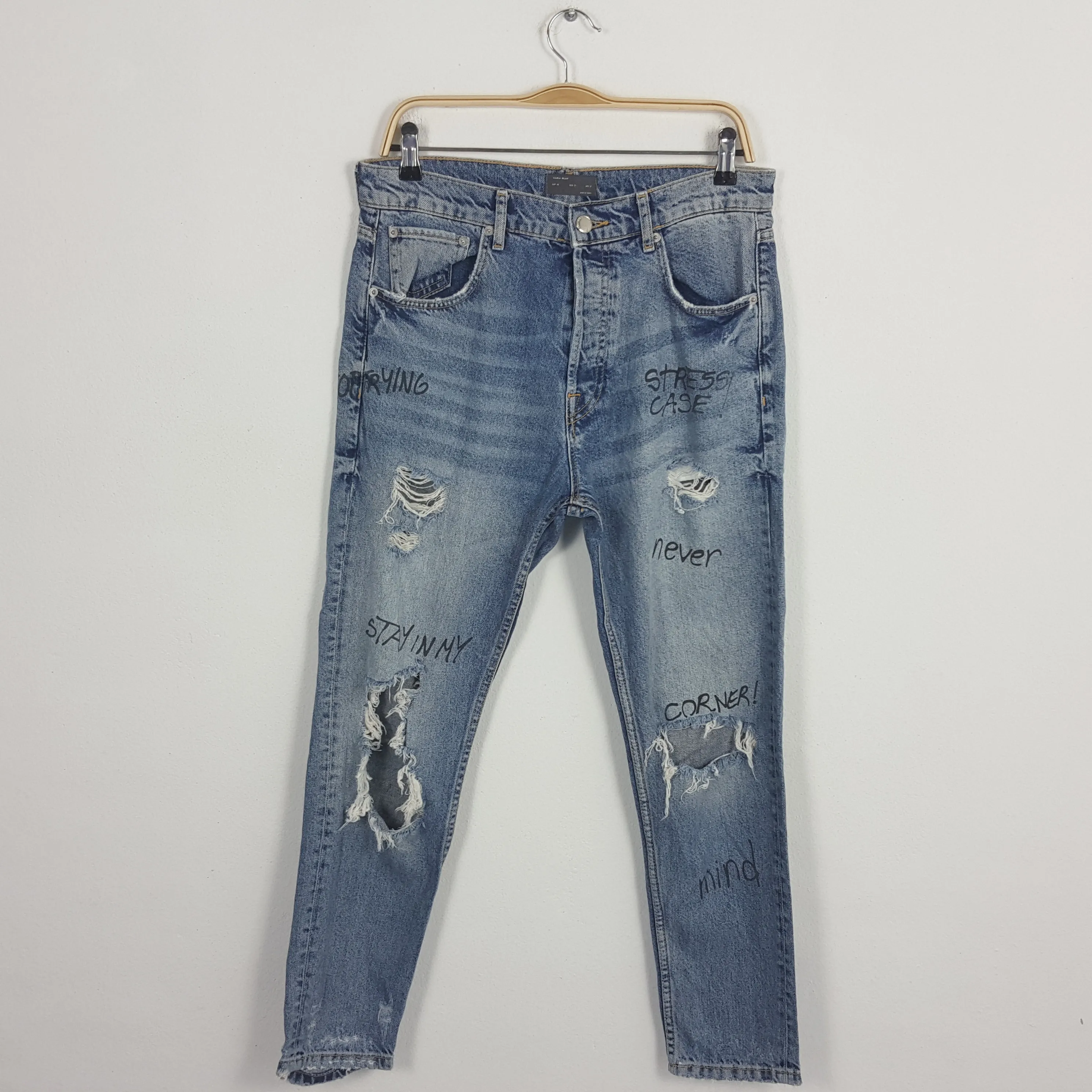 Vintage ZARA Japanese Style Trousers Distressed Jeans