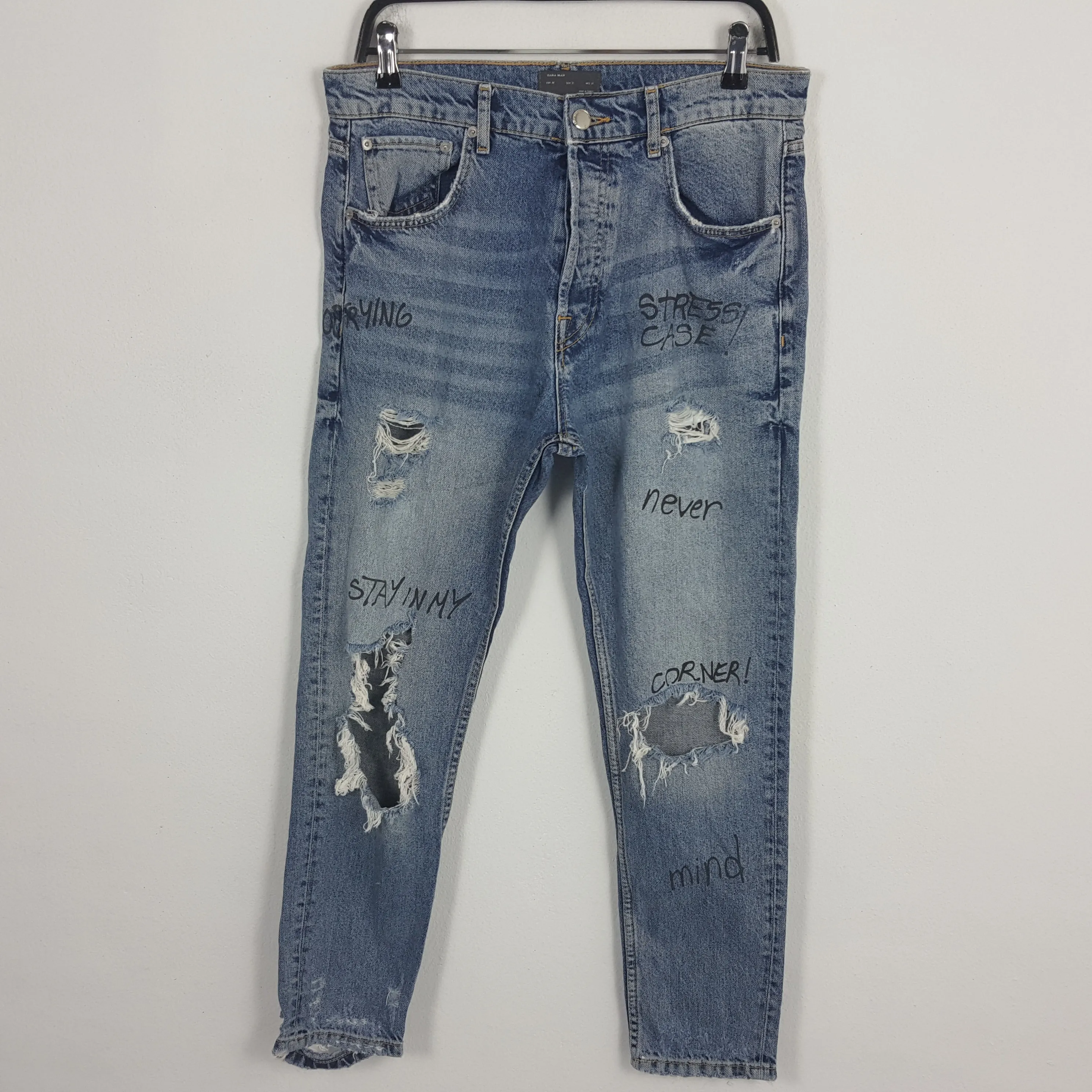 ZARA Japanese Brand Distressed Jeans Pants