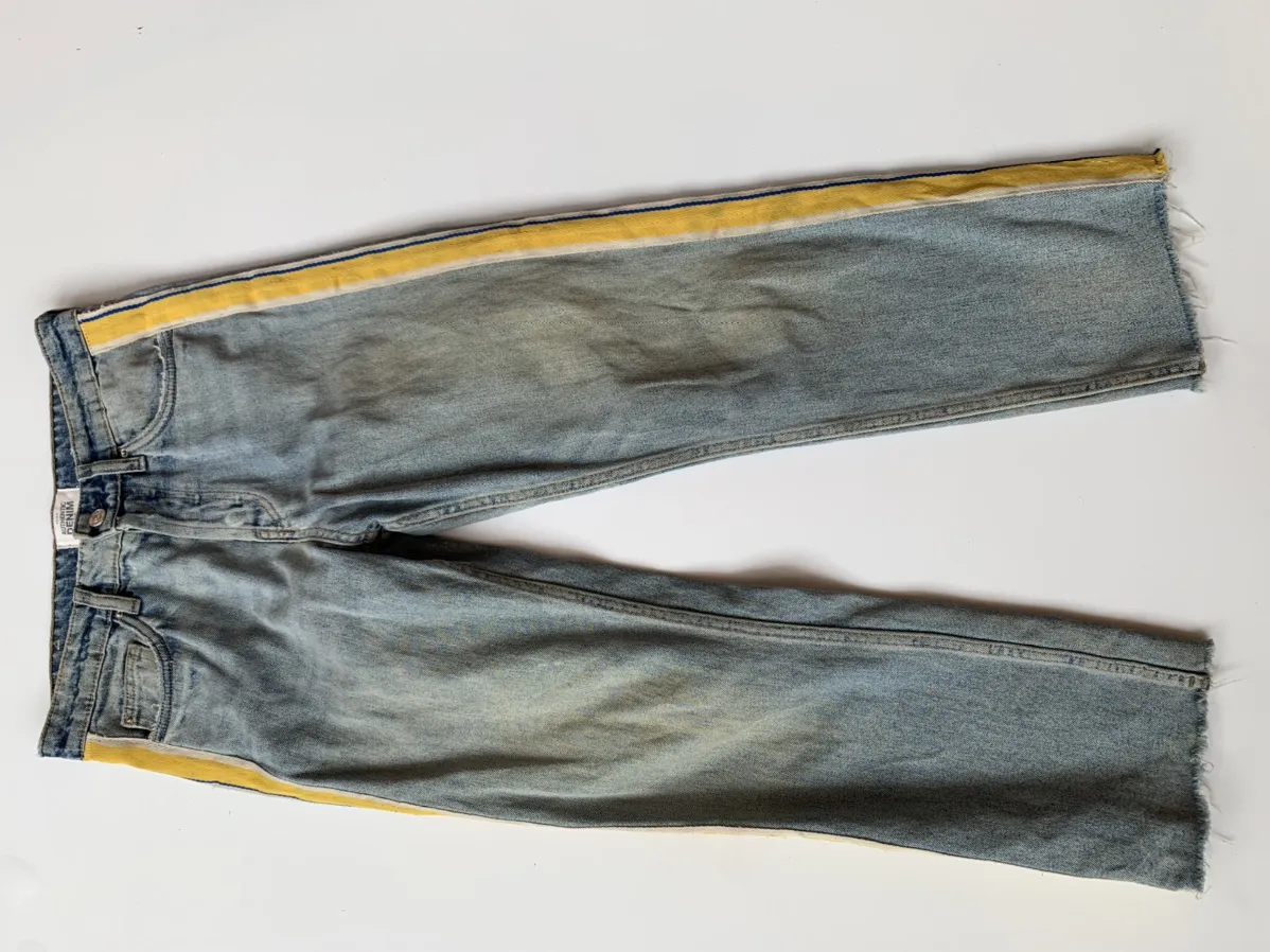 Zara Authentic Denim By Trf Yellow Line At The Edge