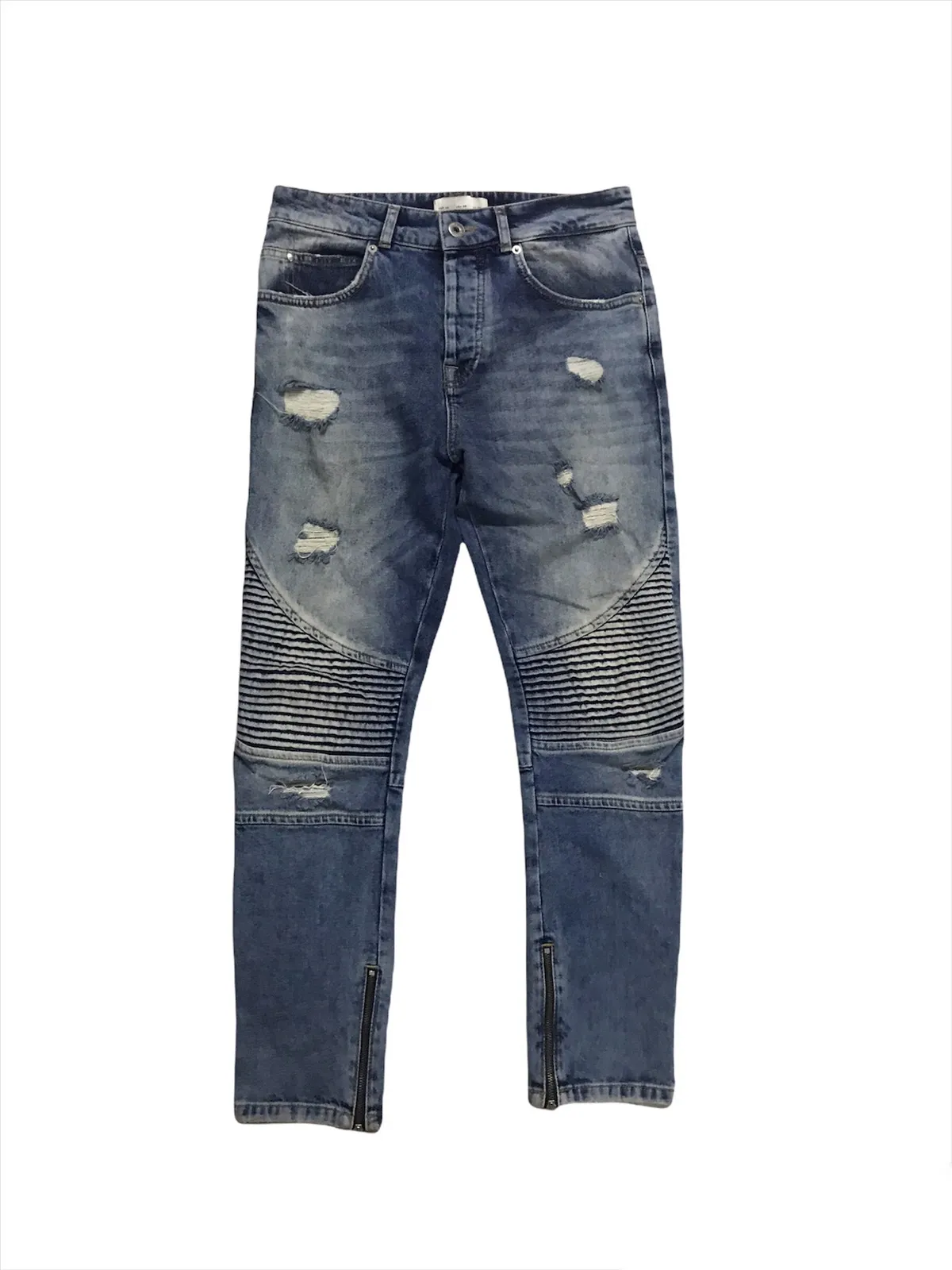 Zara Biker Denim Distressed