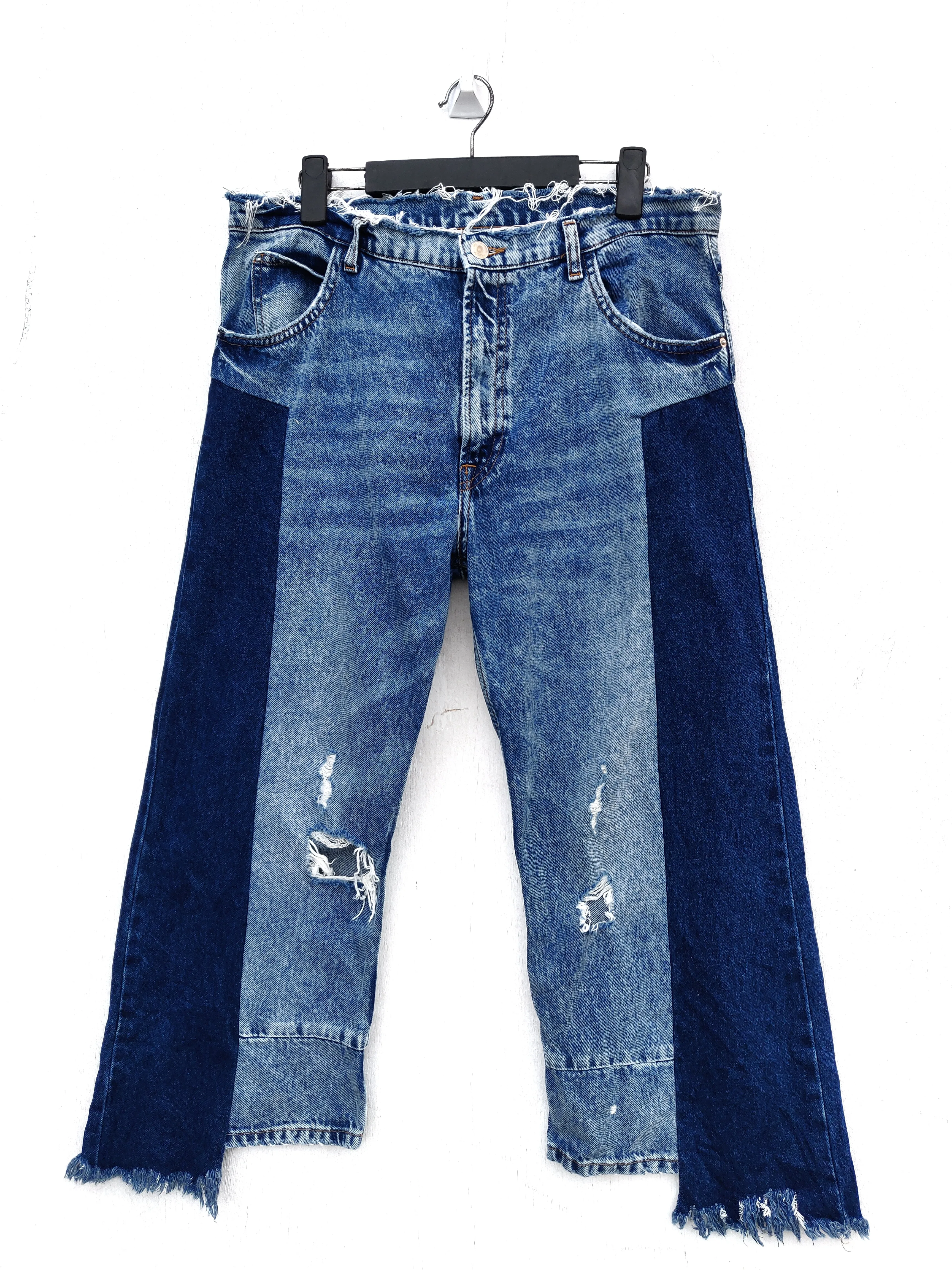 Zara Distressed Denim Pants Patched Jeans