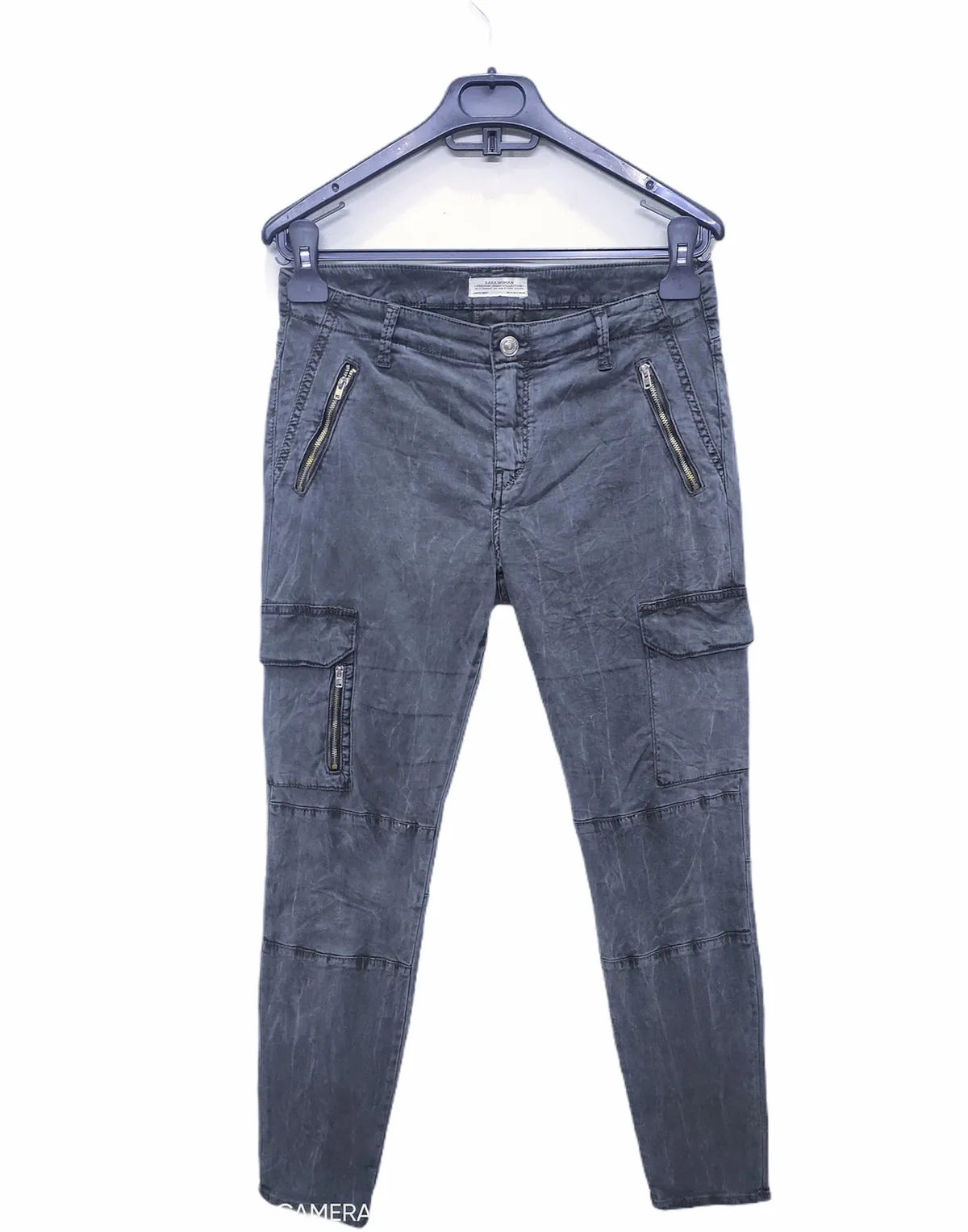 ZARA WOMAN Acid Wash Tie Dye Doubleknee Slimfit Cargo Pants