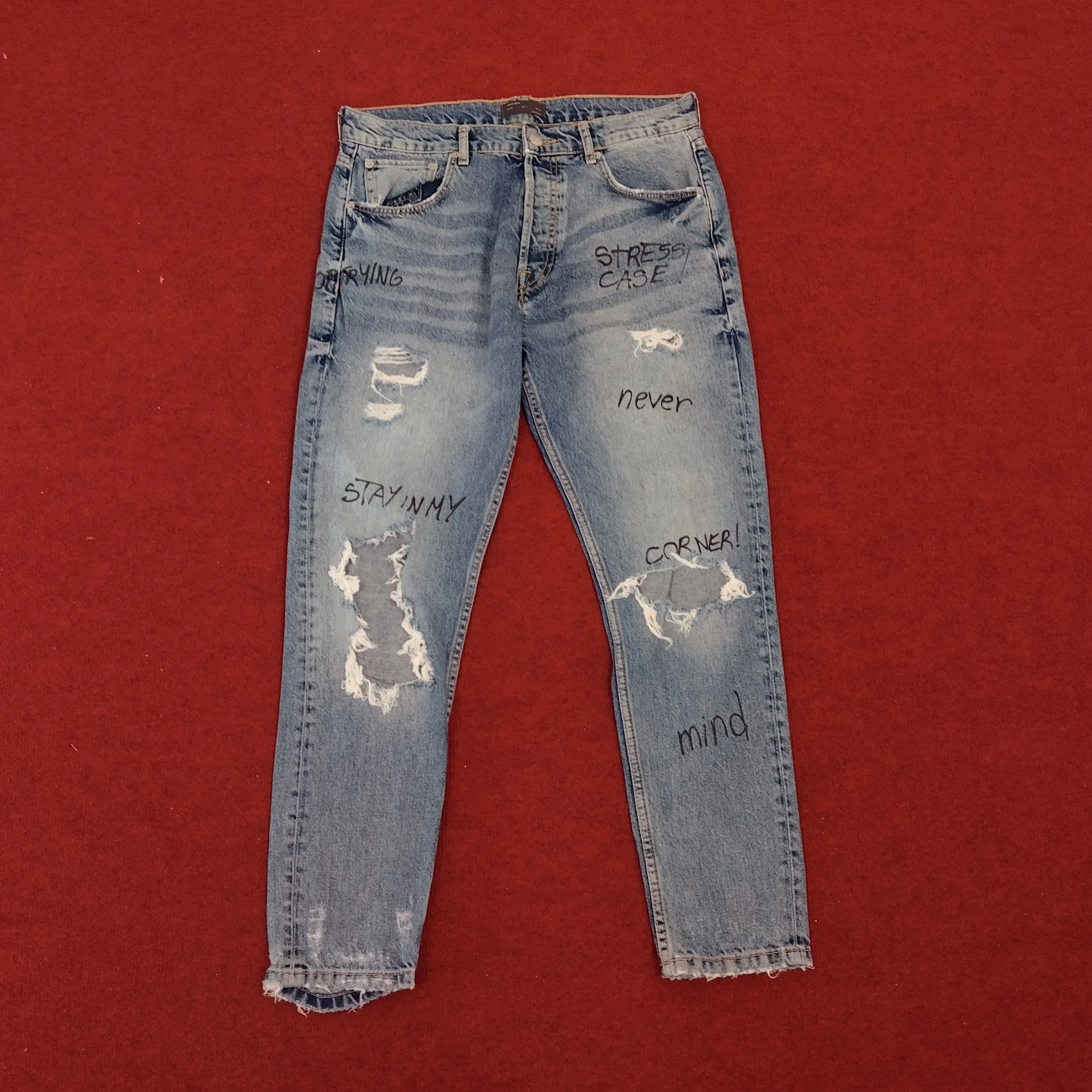 ZARA Japanese Style Trousers Distressed Vintage Jeans