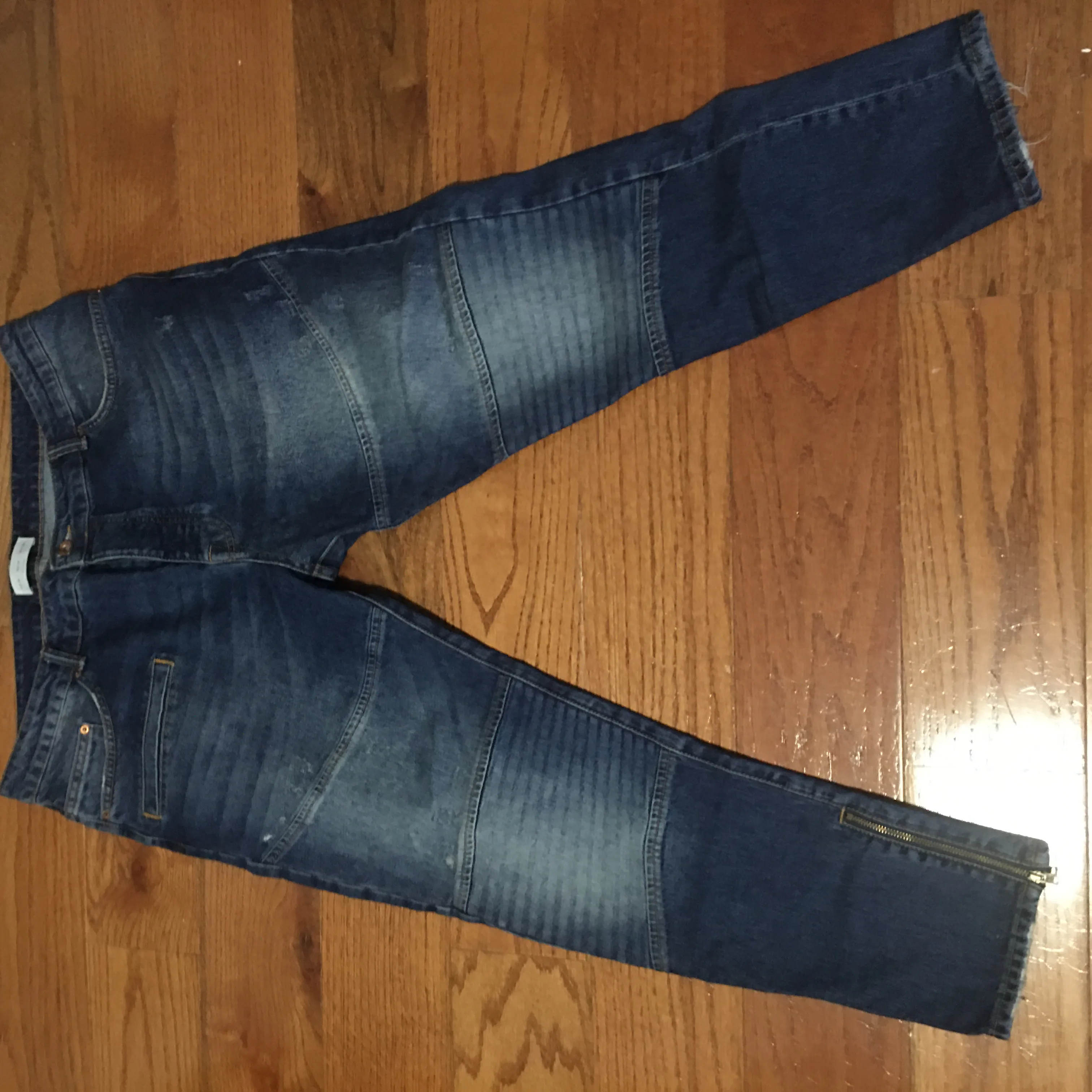 Biker Skinny Fit Jeans w/ Ankle Zippers