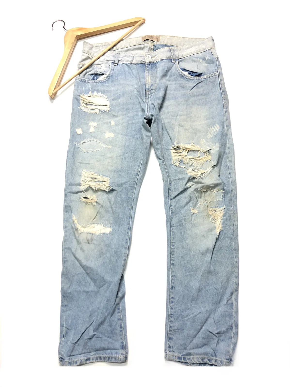 VINTAGE ZARA BASIC DEPT DISTRESSED BLUE WASH DENIM