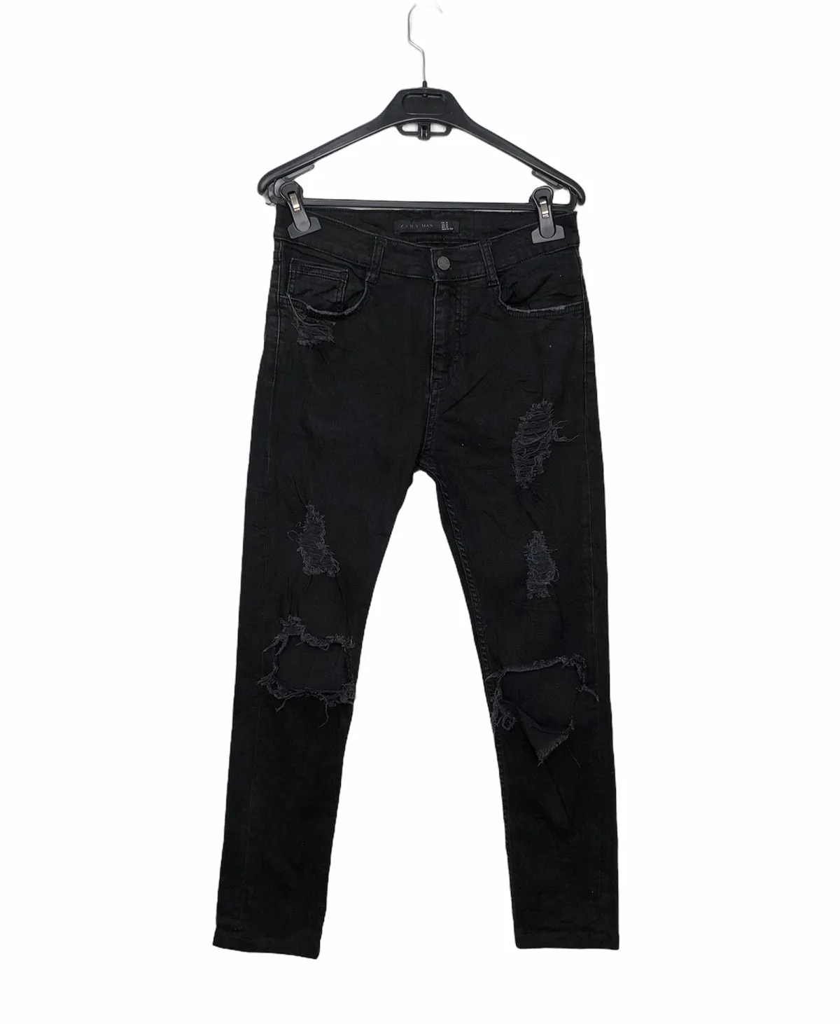 Zara Sick Tear Distressed Denim Tapered Skinny Denim Pants