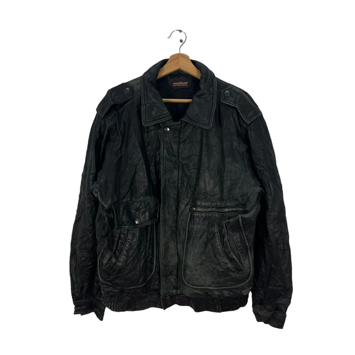 VINTAGE GENUINE LEATHER JACKET IVAN DONATO MADE IN ITALY