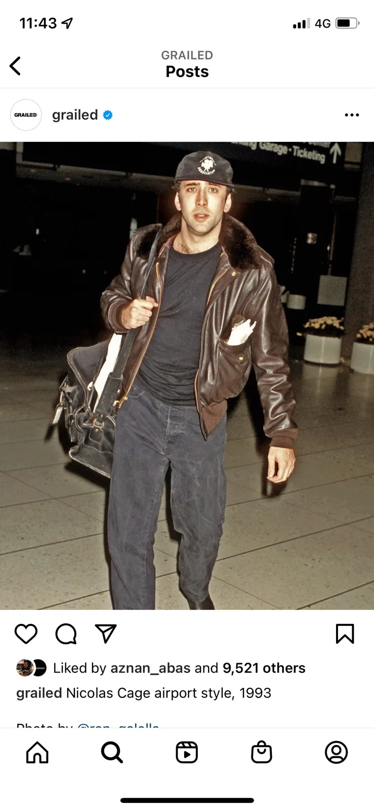NICOLAS CAGE 1993 AIRPORT STYLE VINTAGE LEATHER JACKET USN