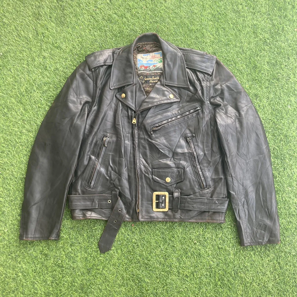 AERO LEATHER DOUBLE COLLAR HORSEHIDE LEATHER JACKET