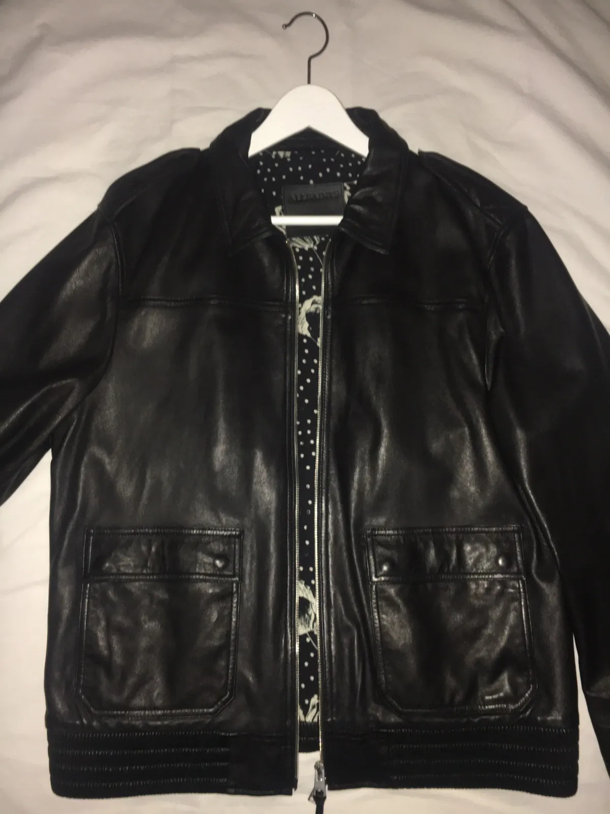 Mens Leather Jacket Allsaints Size XL