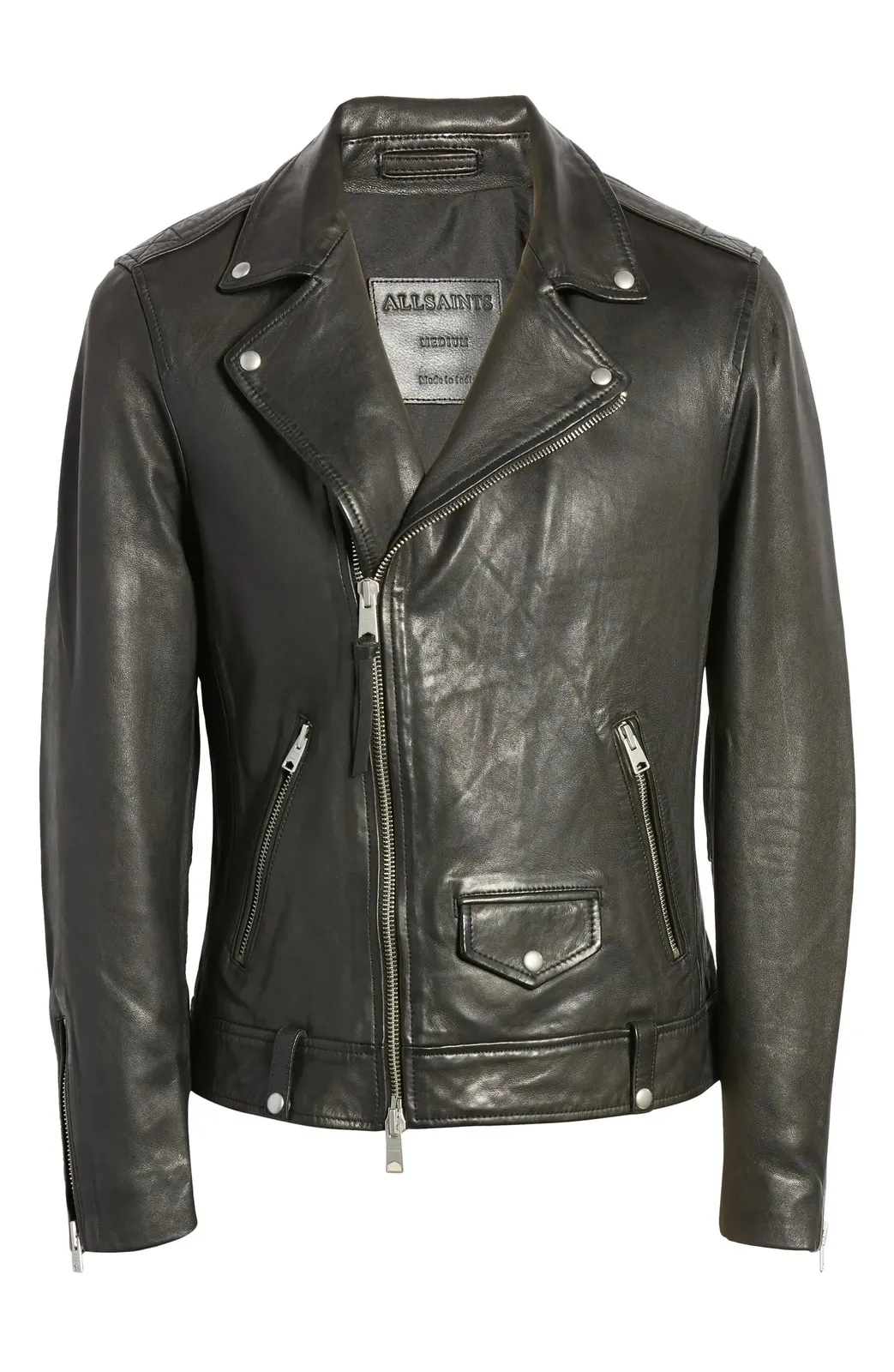 AllSaints Milo Biker Jacket, Color Black, Size XL