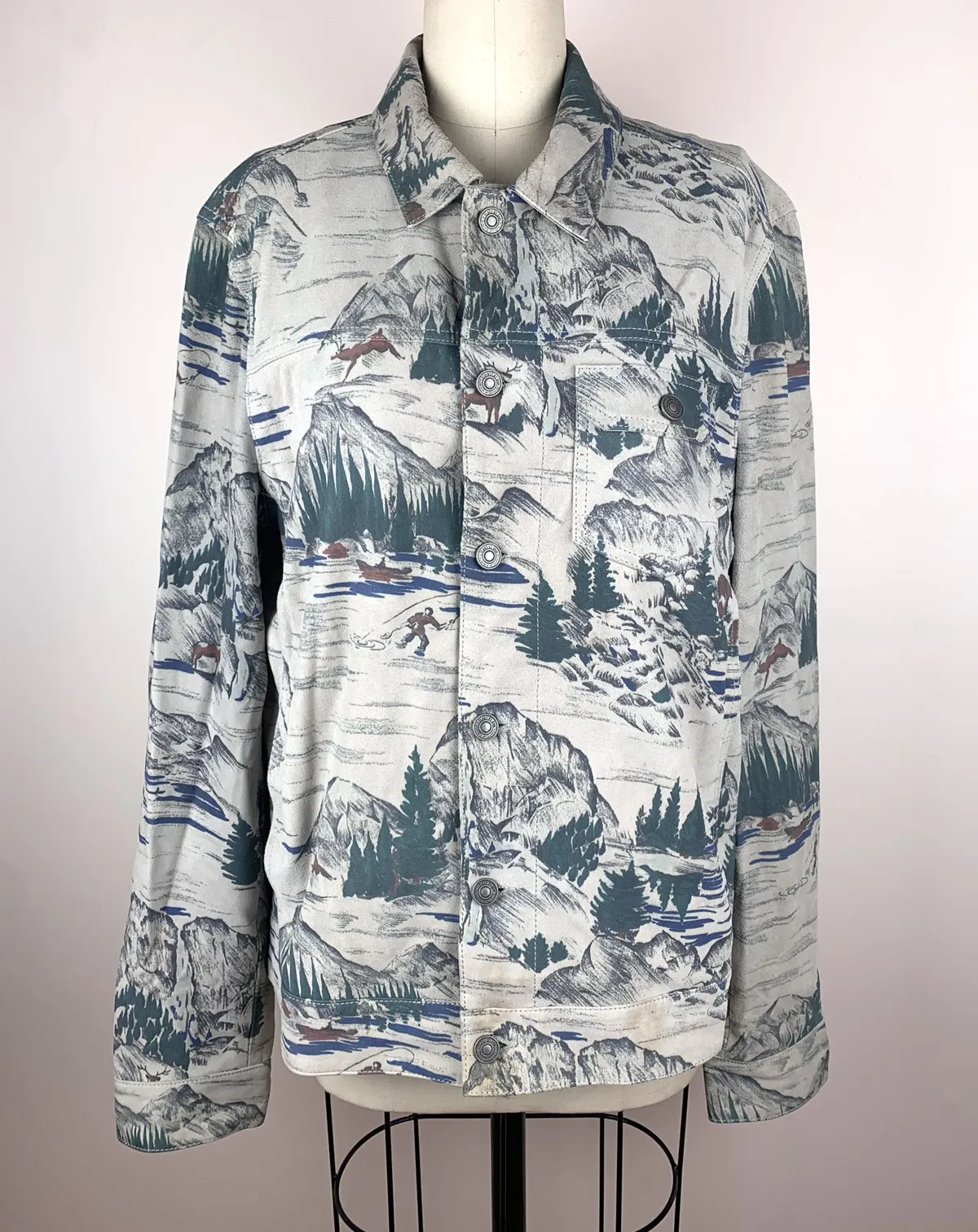 All Saints Knox Goat Leather Trucker Jacket Size XL
