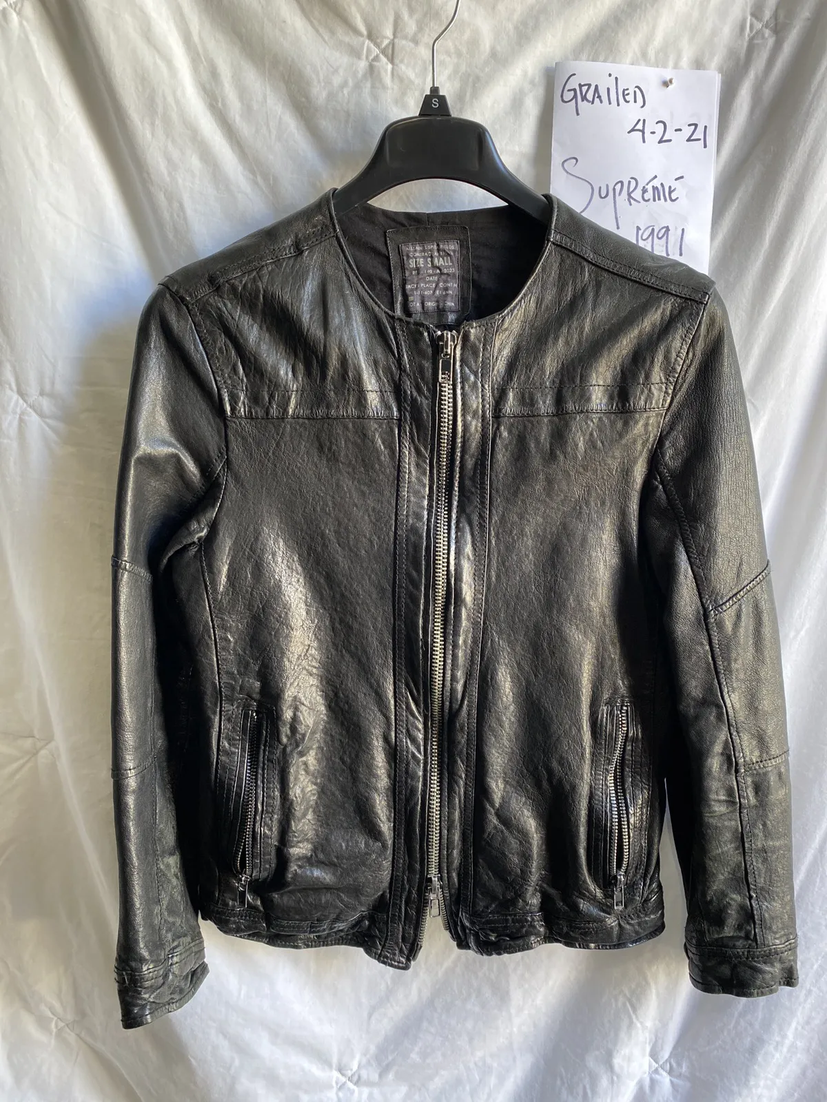 Double zip leather jacket