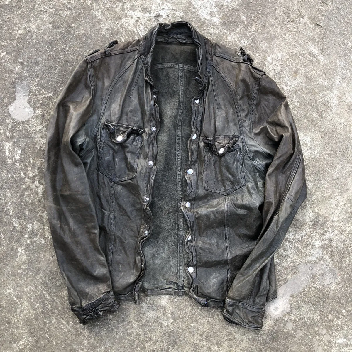 All Saints asymetric cyber futuristic Leather jacket