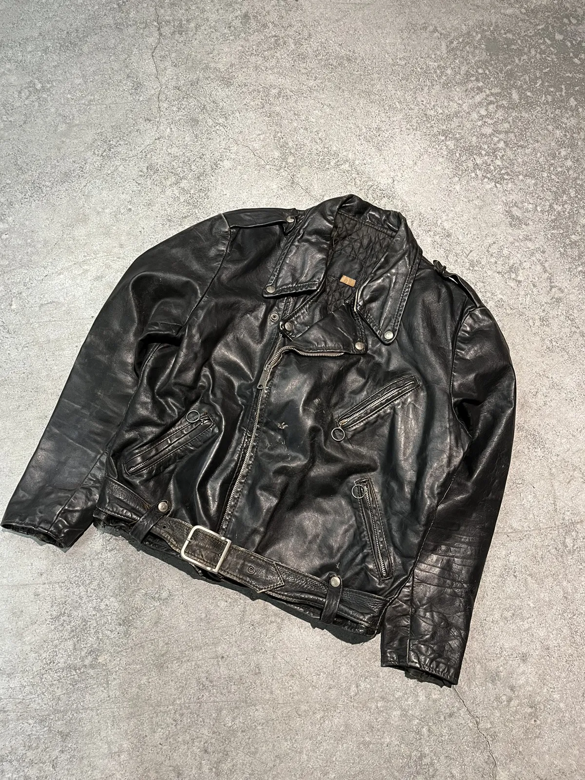 Vintage 1960s Brooks Harley Davidson Leather Biker Jacket XL