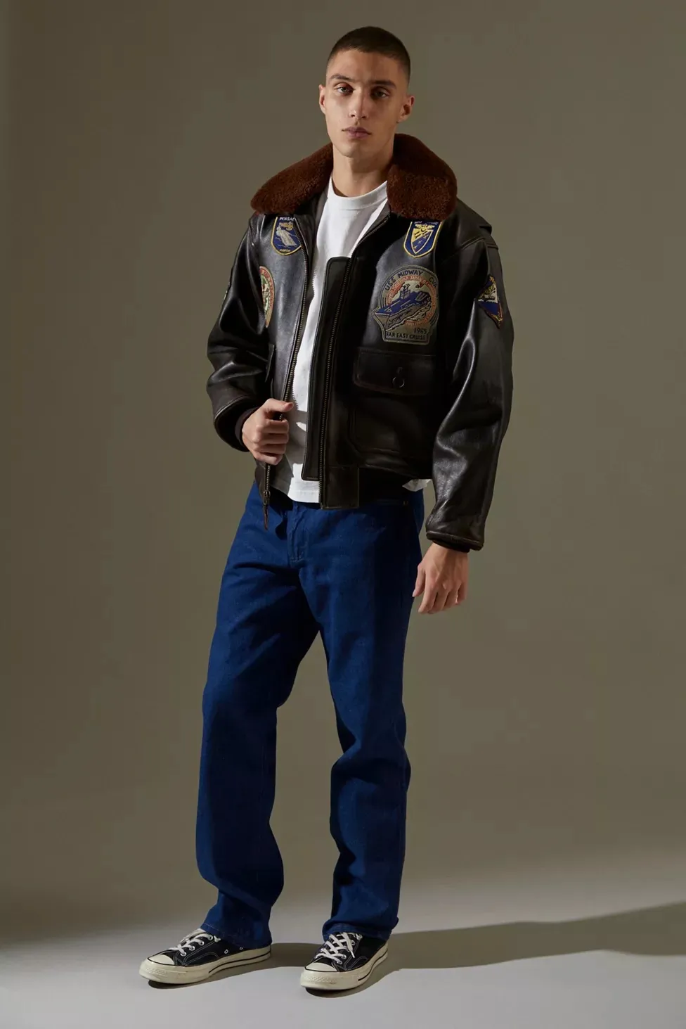 Schott G1TG G-1 Wings of Gold Leather Bomber Jacket Brown