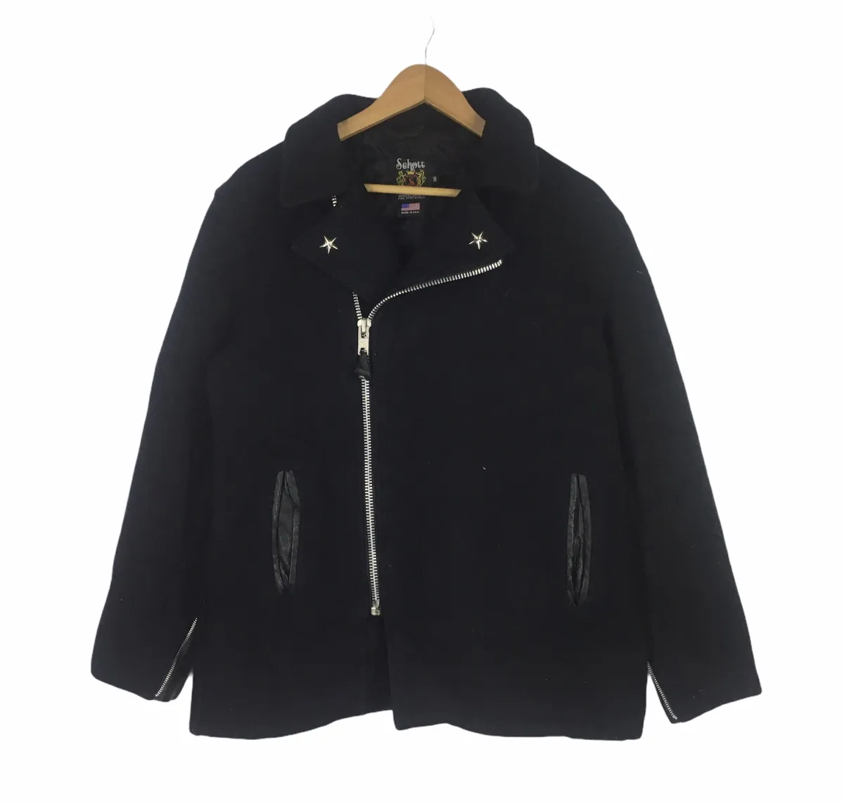 Schott Double Collar Wool Jacket Punk Style
