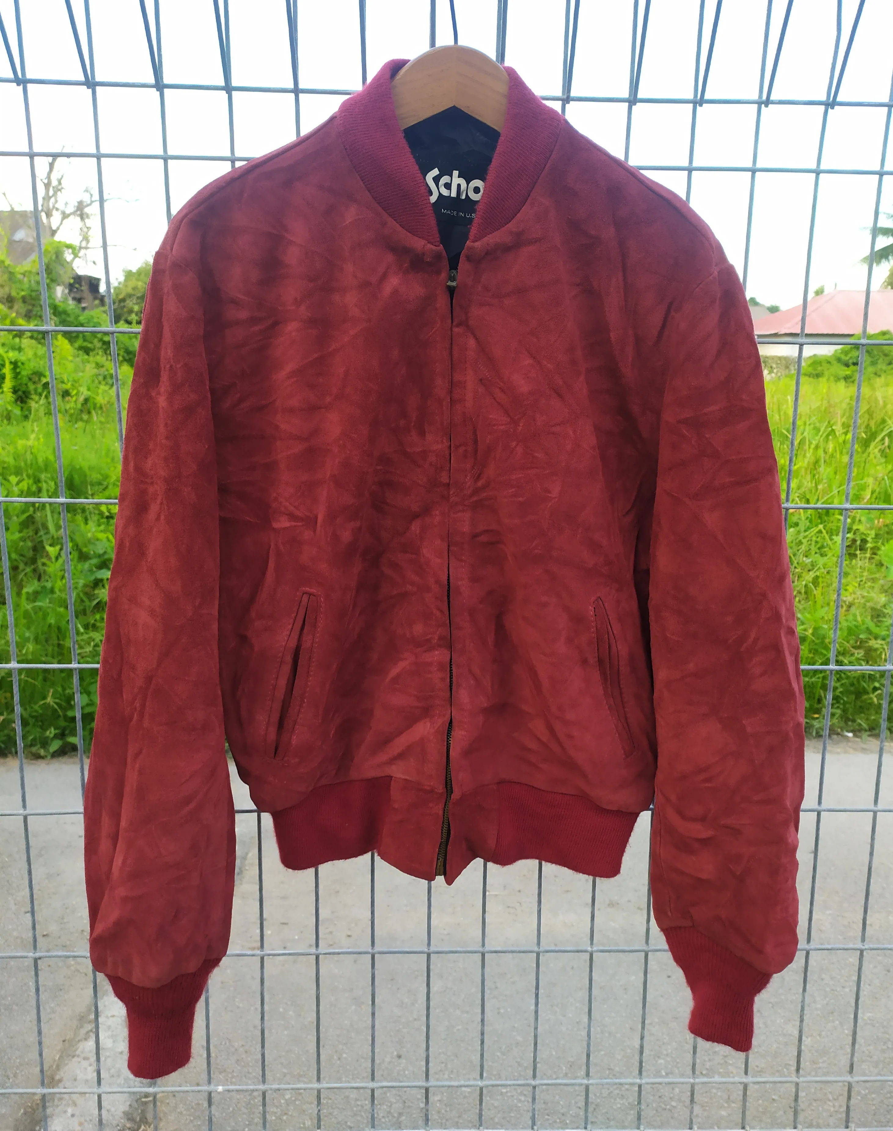 Schott Suede Leather Bomber Jacket Made in USA