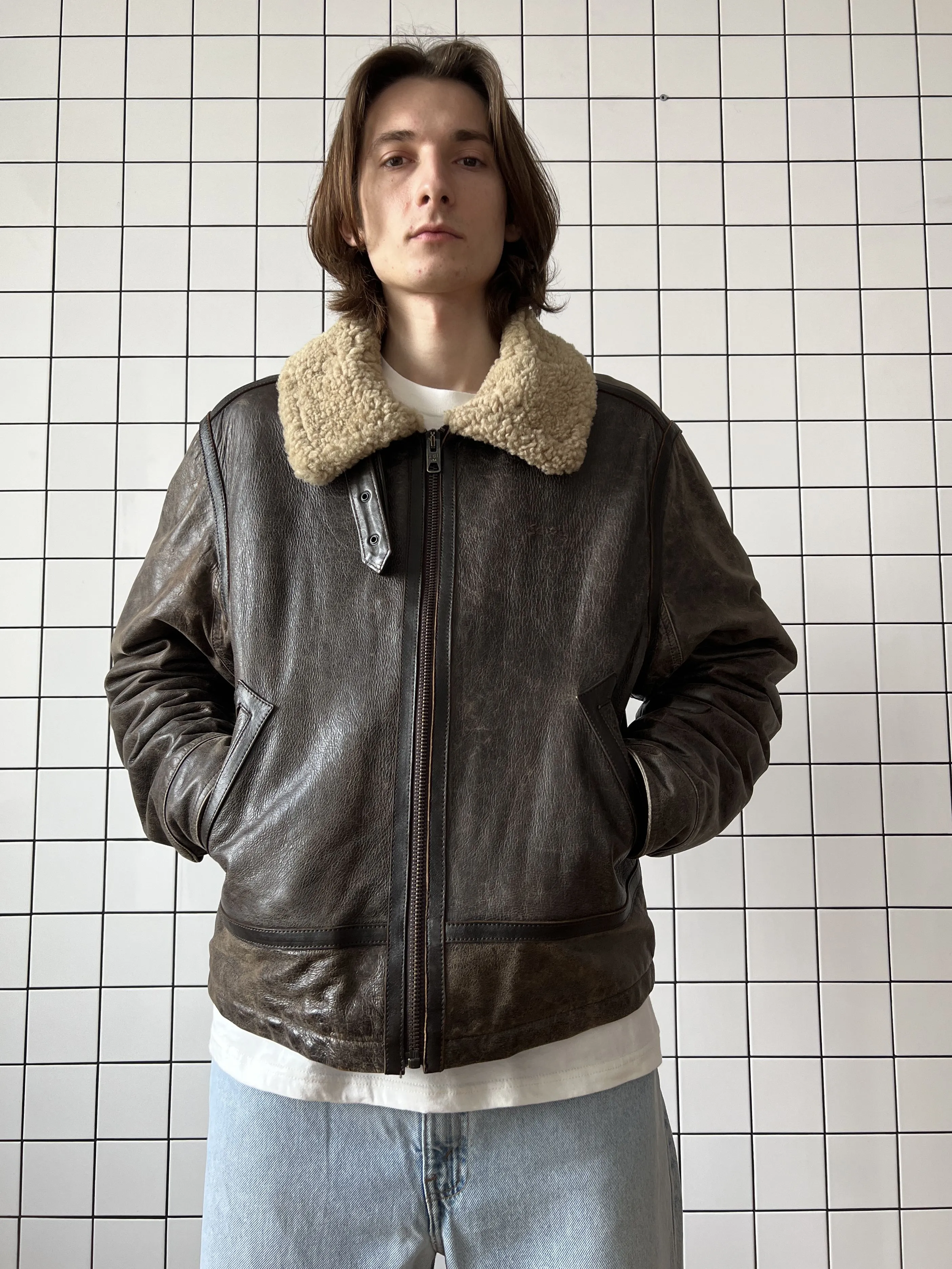 SCHOTT Jacket Leather B 3 Military Vintage A7815