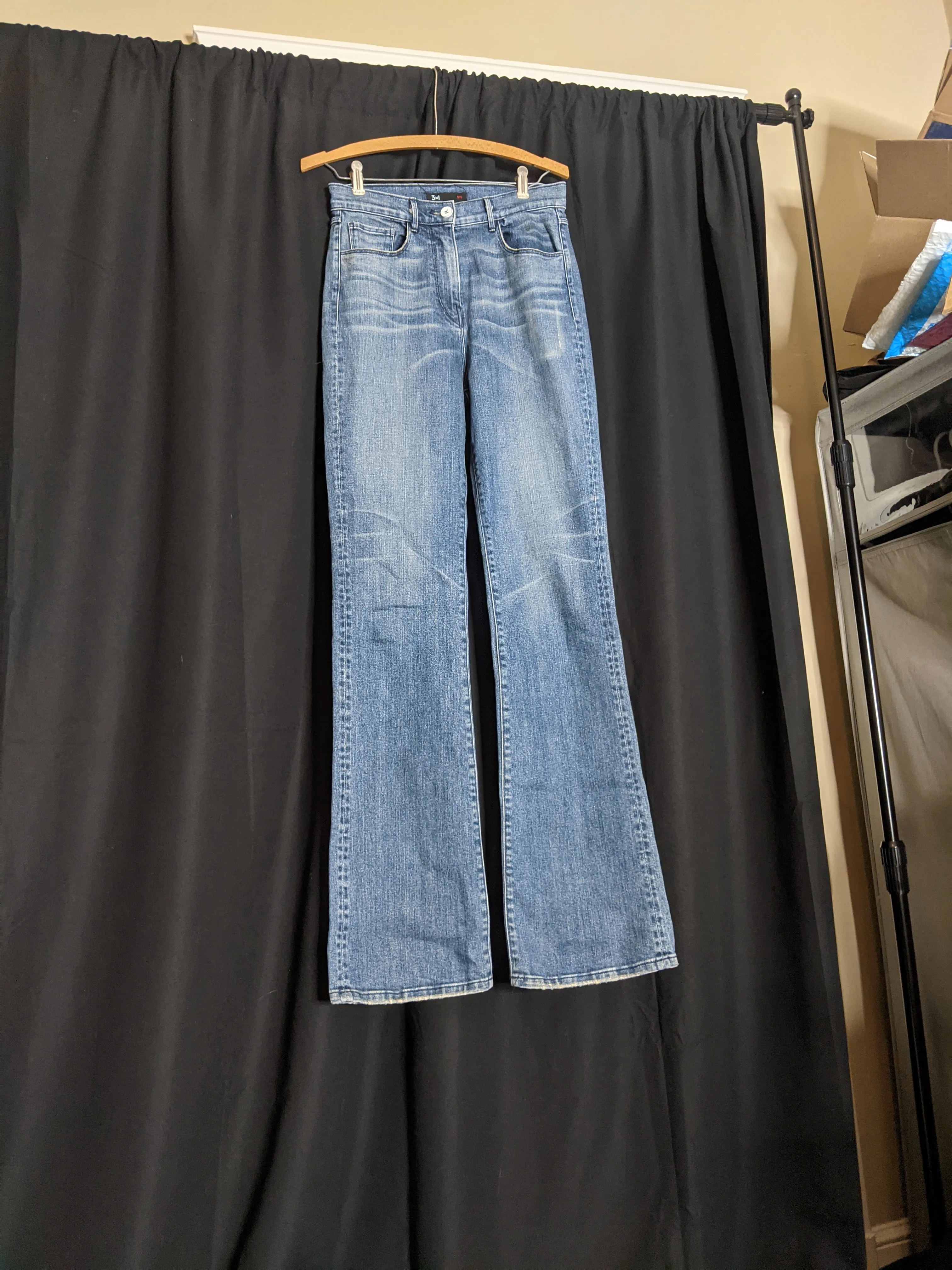 Blue denim 5-pocket flared jeans