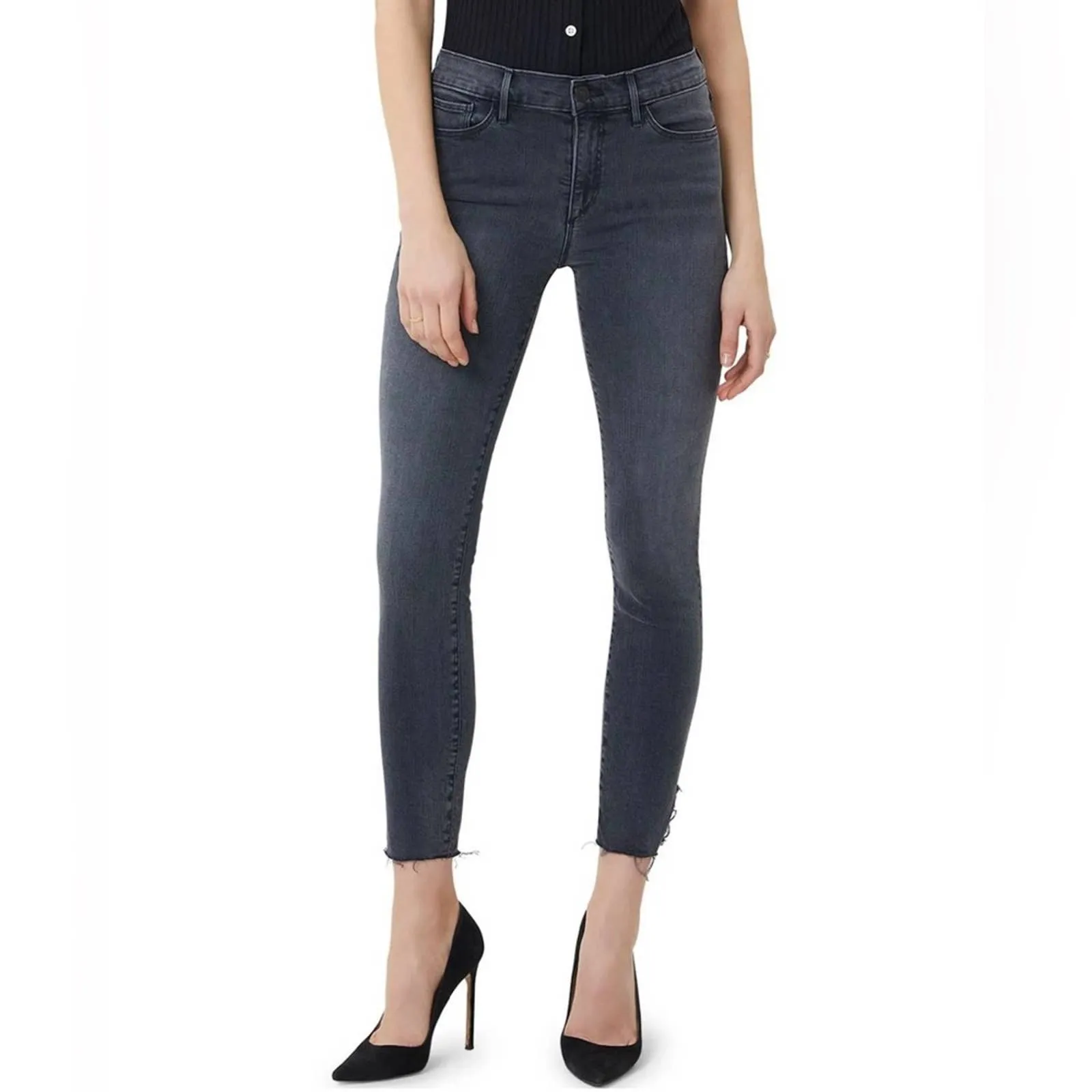 3x1 Skinny Raw Ankle Jeans Black Tear Washed Black/Grey 28