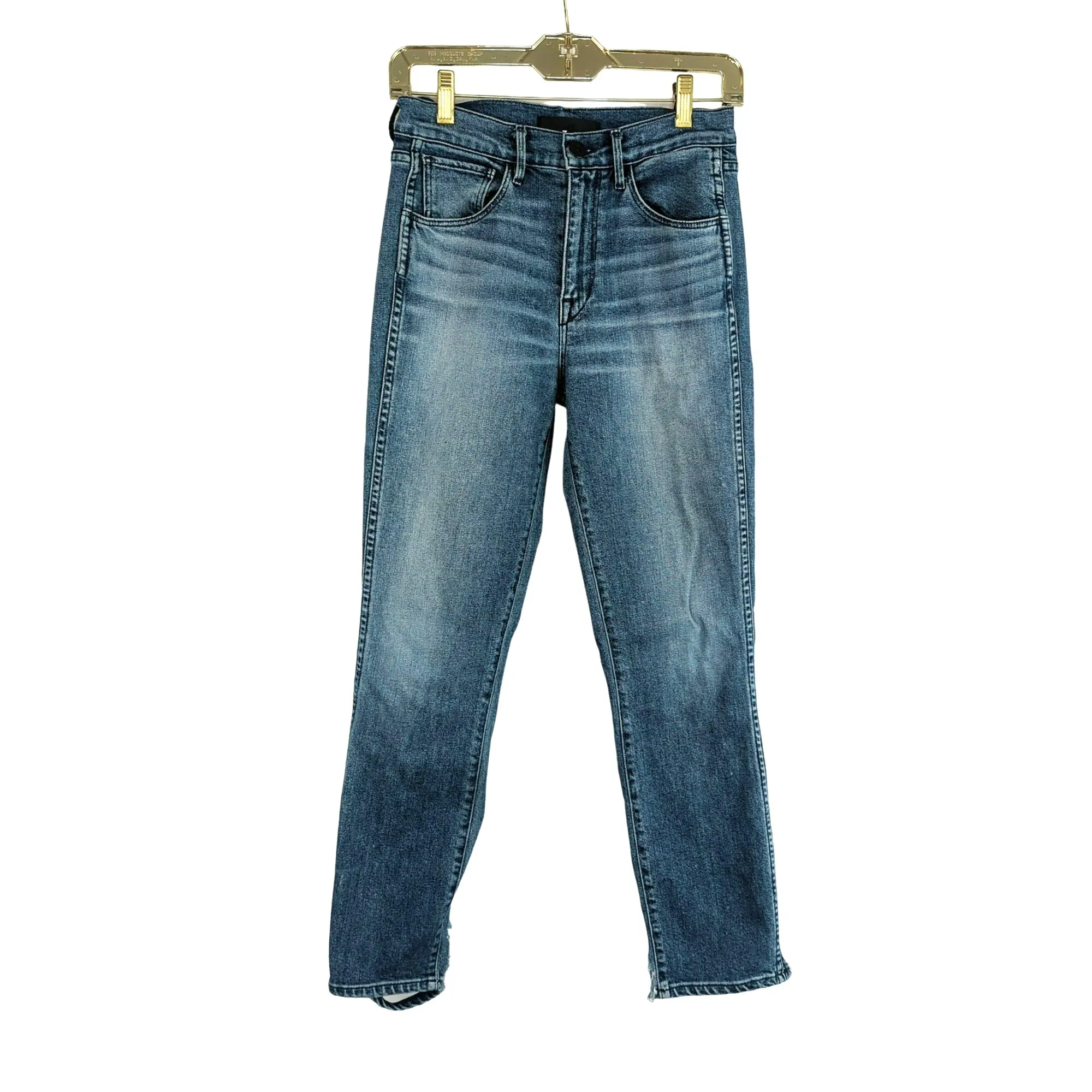 3x1 Blue Straight Leg Distressed Cropped Jeans Sz 25 Stretch