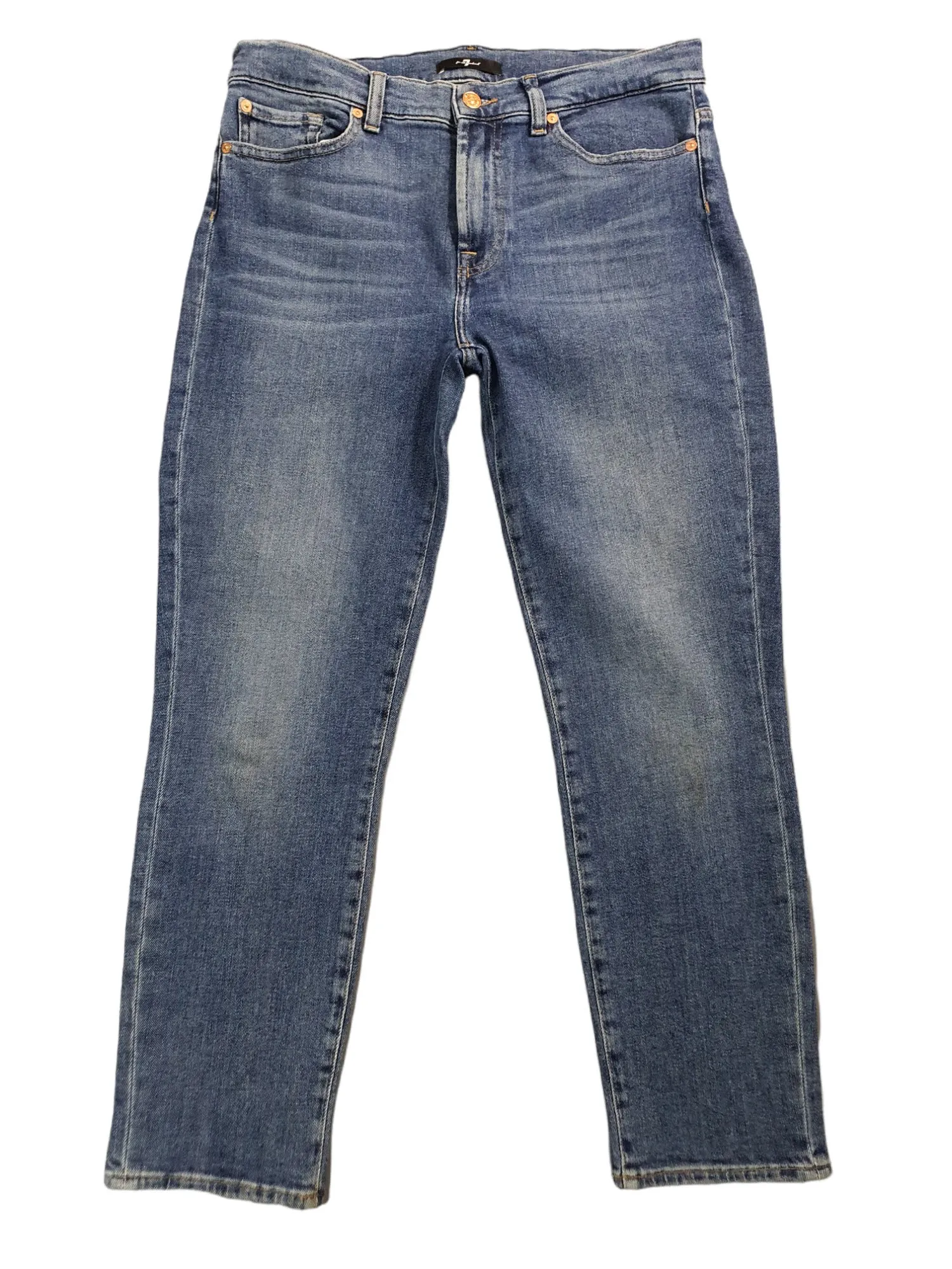 Elastic Cropped Slim Denim Jeans Blue