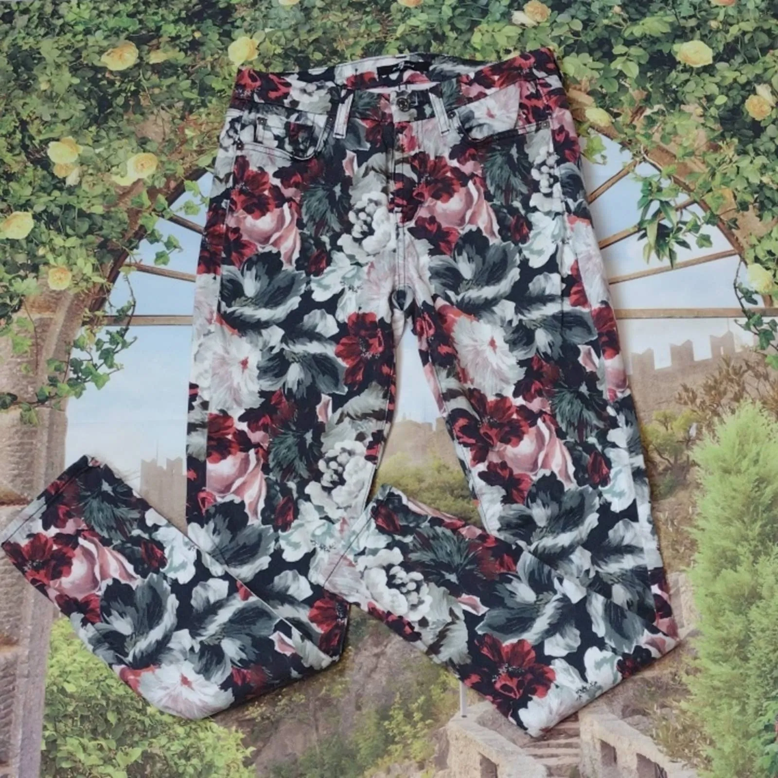 7 for all mankind floral jeans size 27