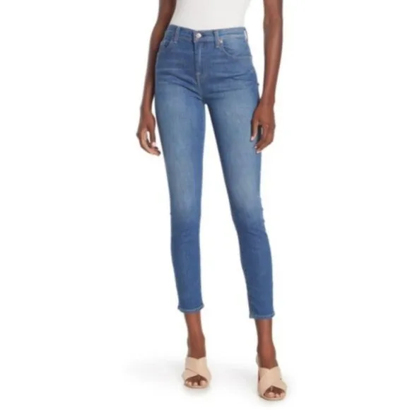 7 For All Mankind Womens High Waist Ankle Skinny Jeans Sz 30