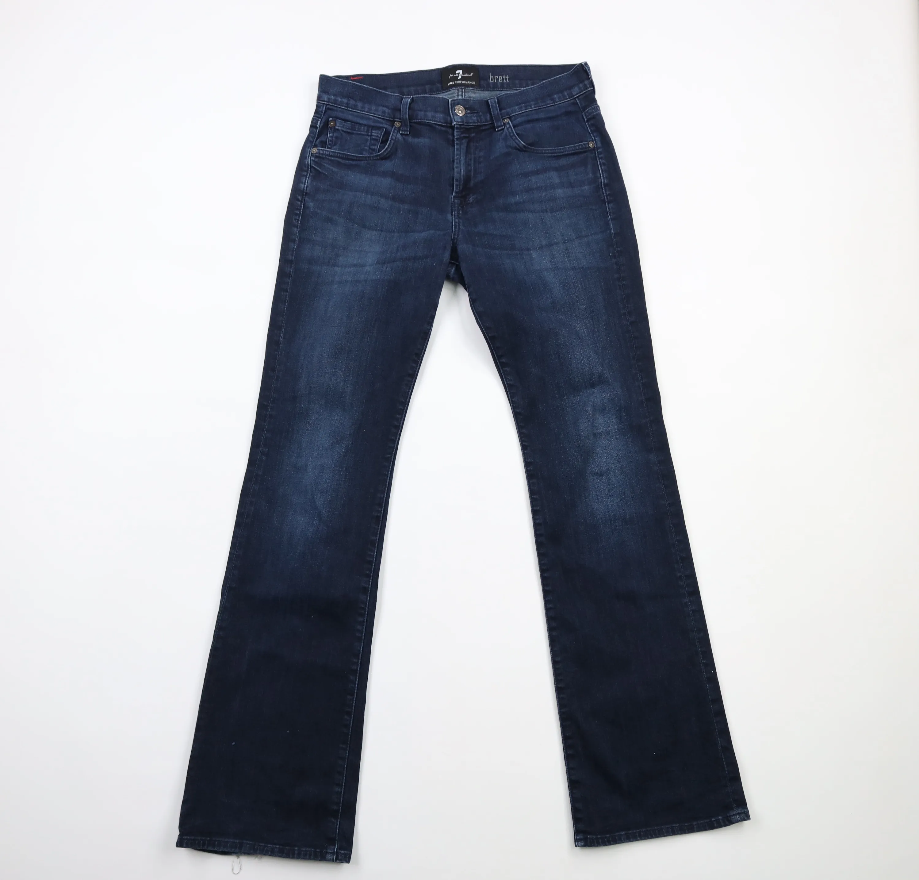 7 For All Mankind Stretch Flared Wide Leg Denim Jeans Blue