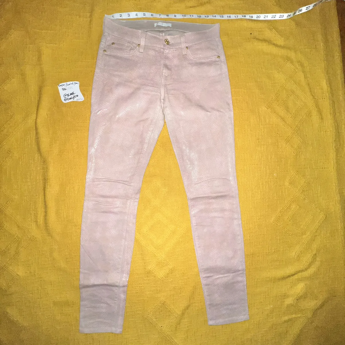 7 Mankind Pink Jeans w/ faux snakeskin detail Size 28