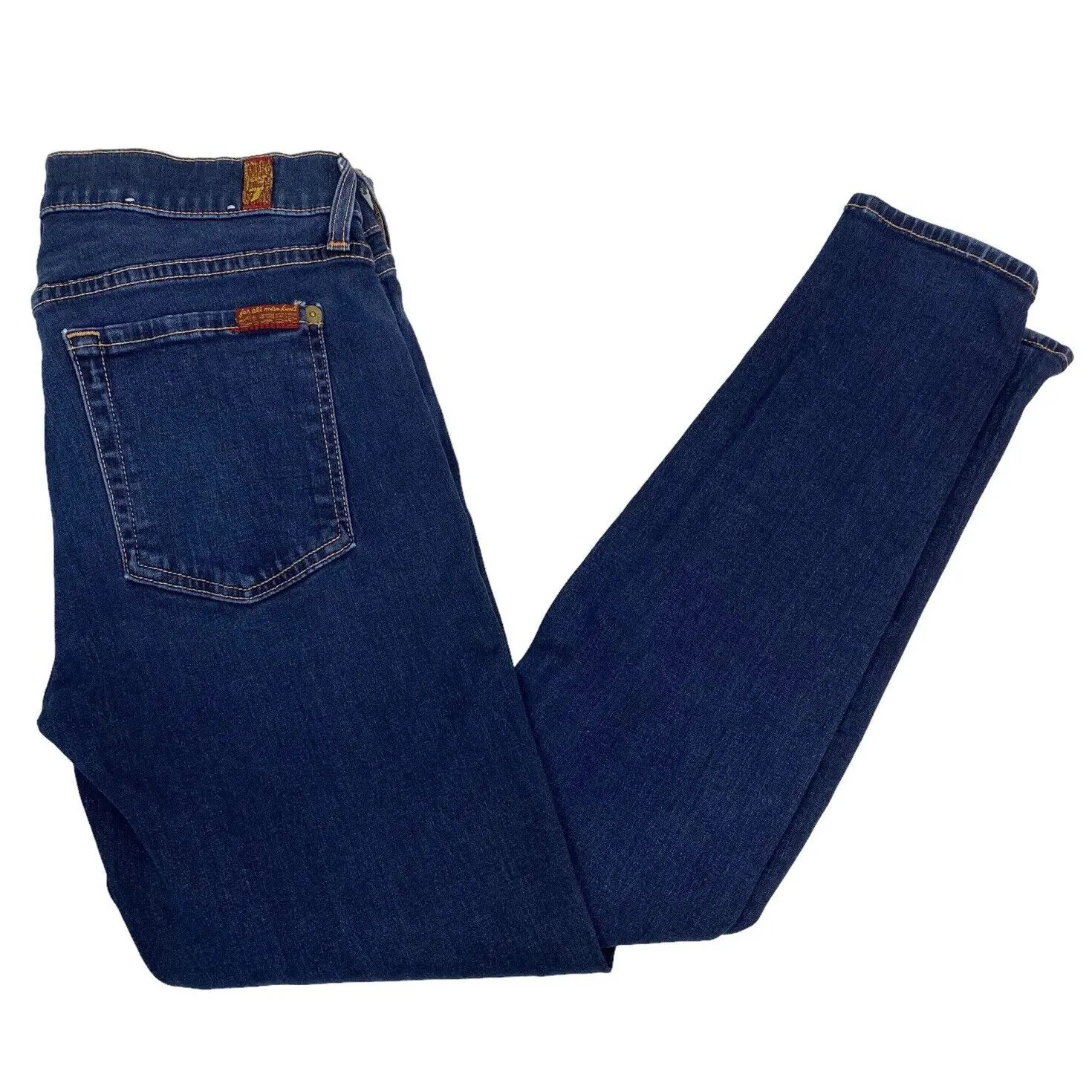 7 For All Mankind Womens 28x30 The Skinny Med/Dark Wash Stra