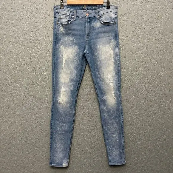 7 For All Mankind The Skinny Bleached & Destroyed Denim Je